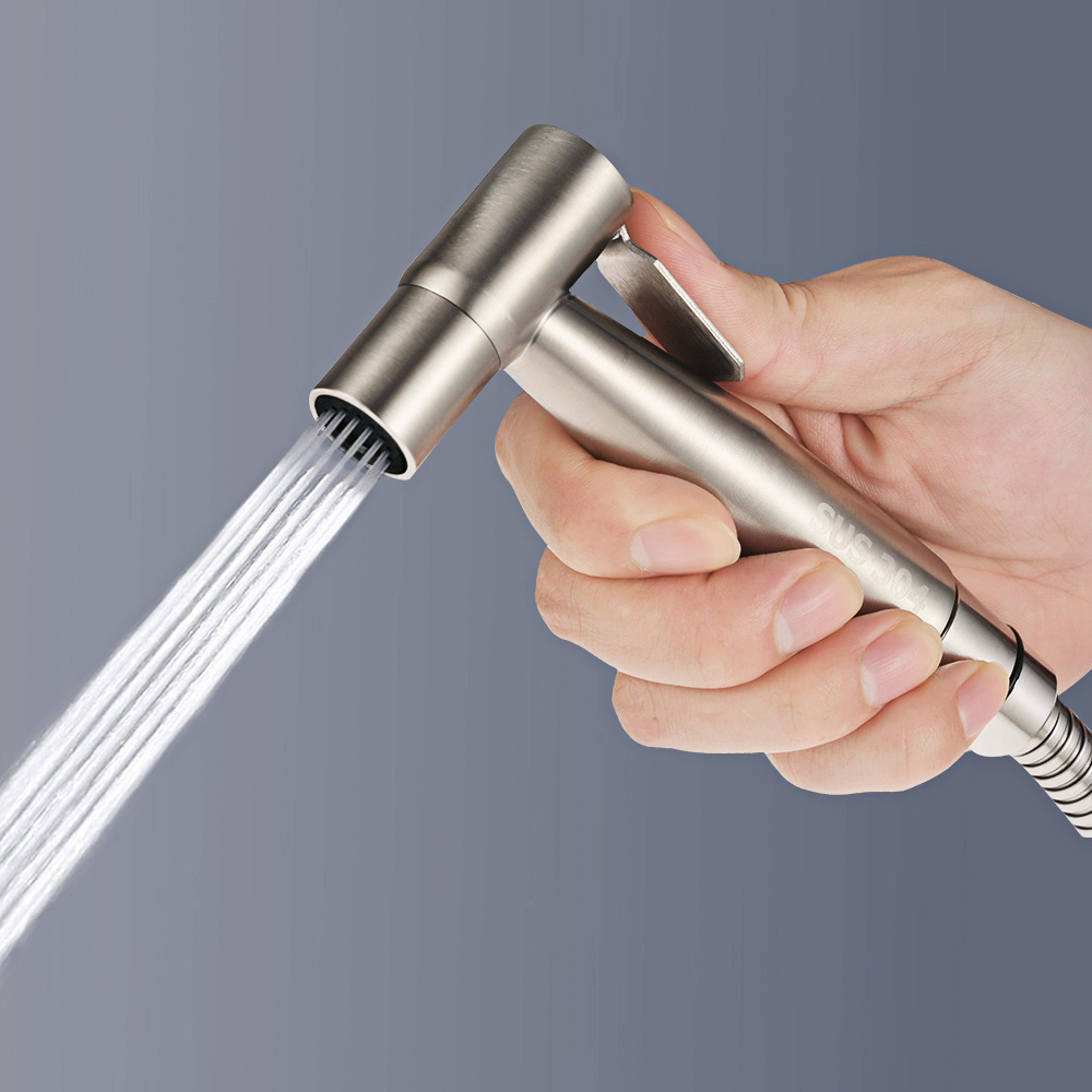 stainless steel handheld bidet sprayer for toilet and bathroom cleaning