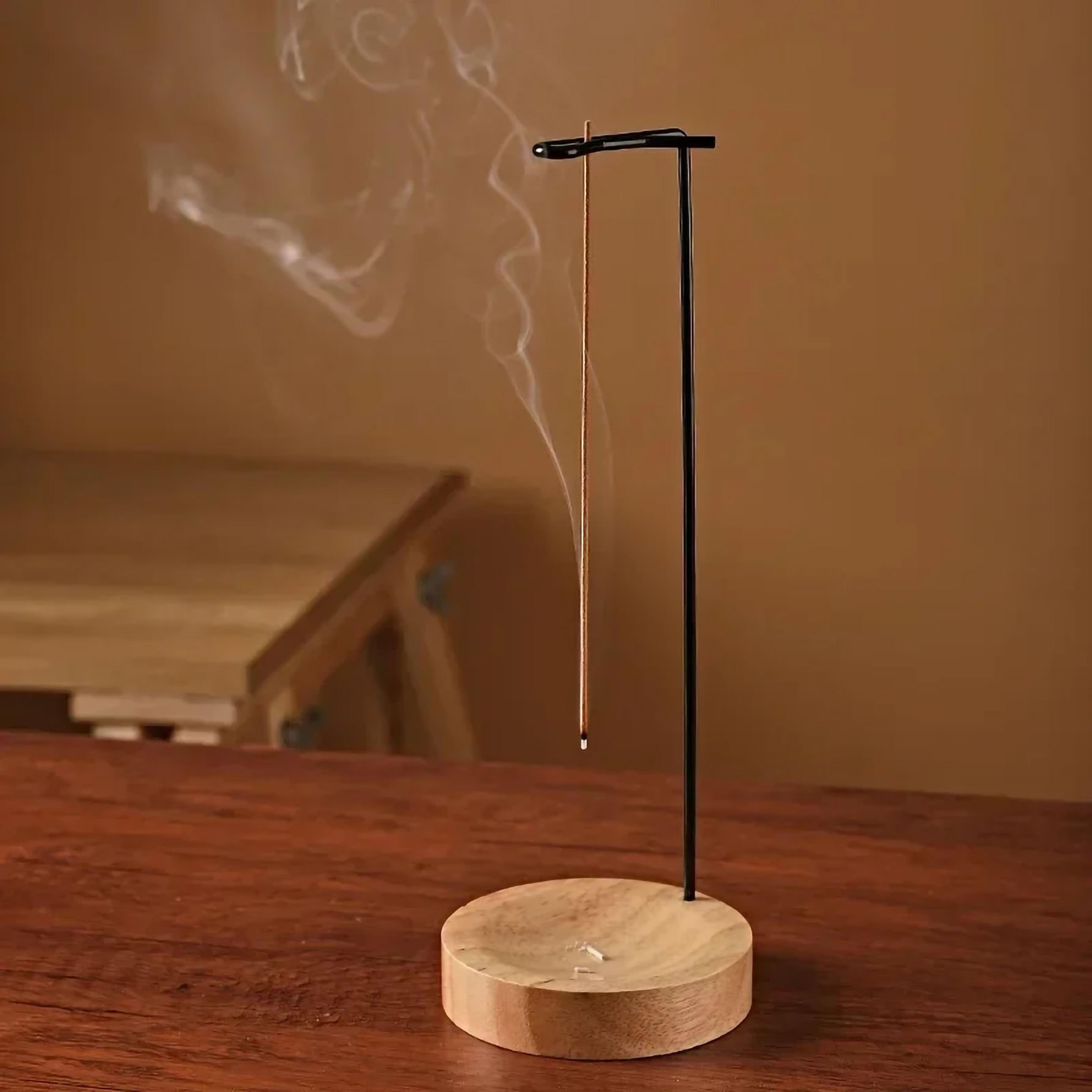 upside down wooden incense burner for zen home decor