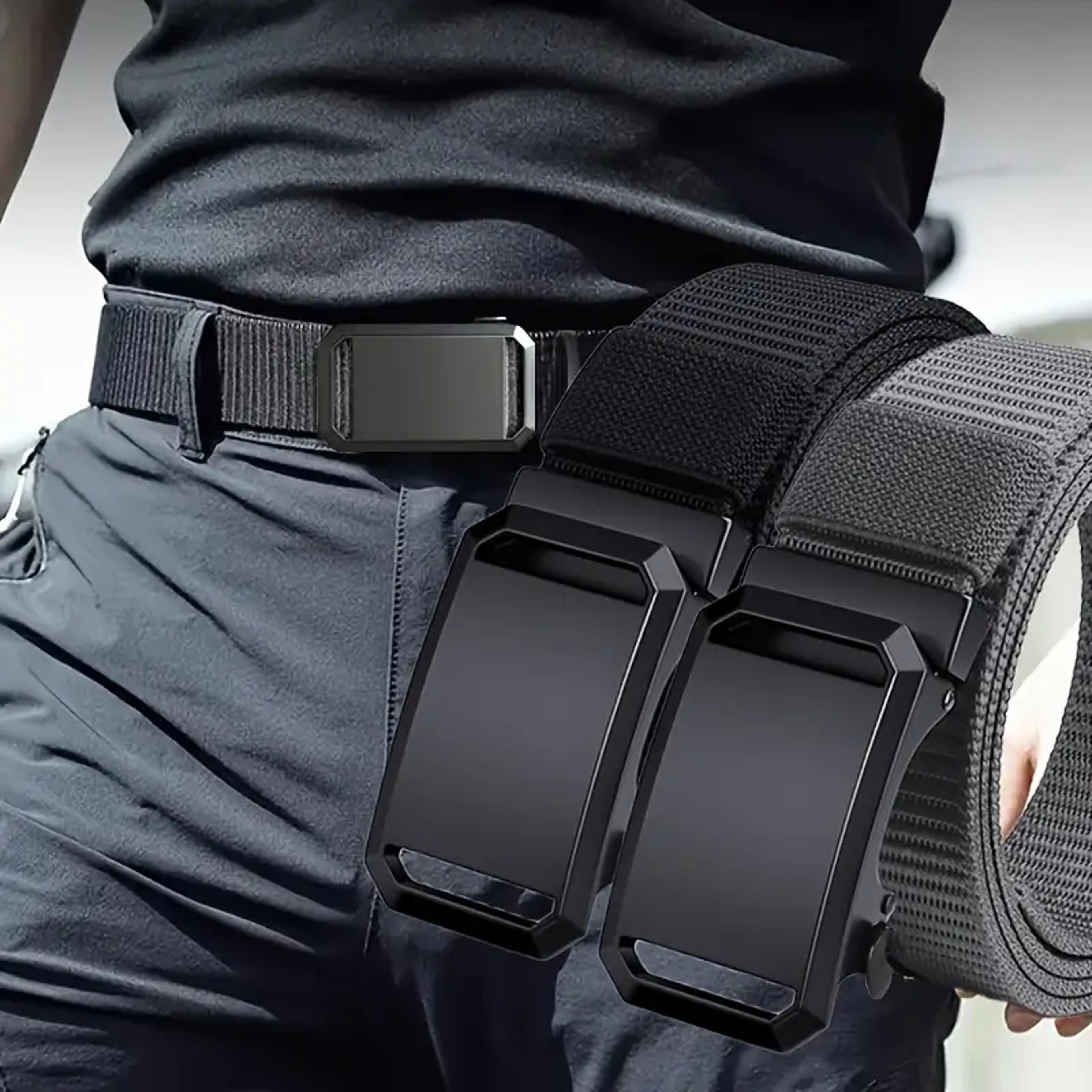 mens tactical canvas belt with automatic buckle