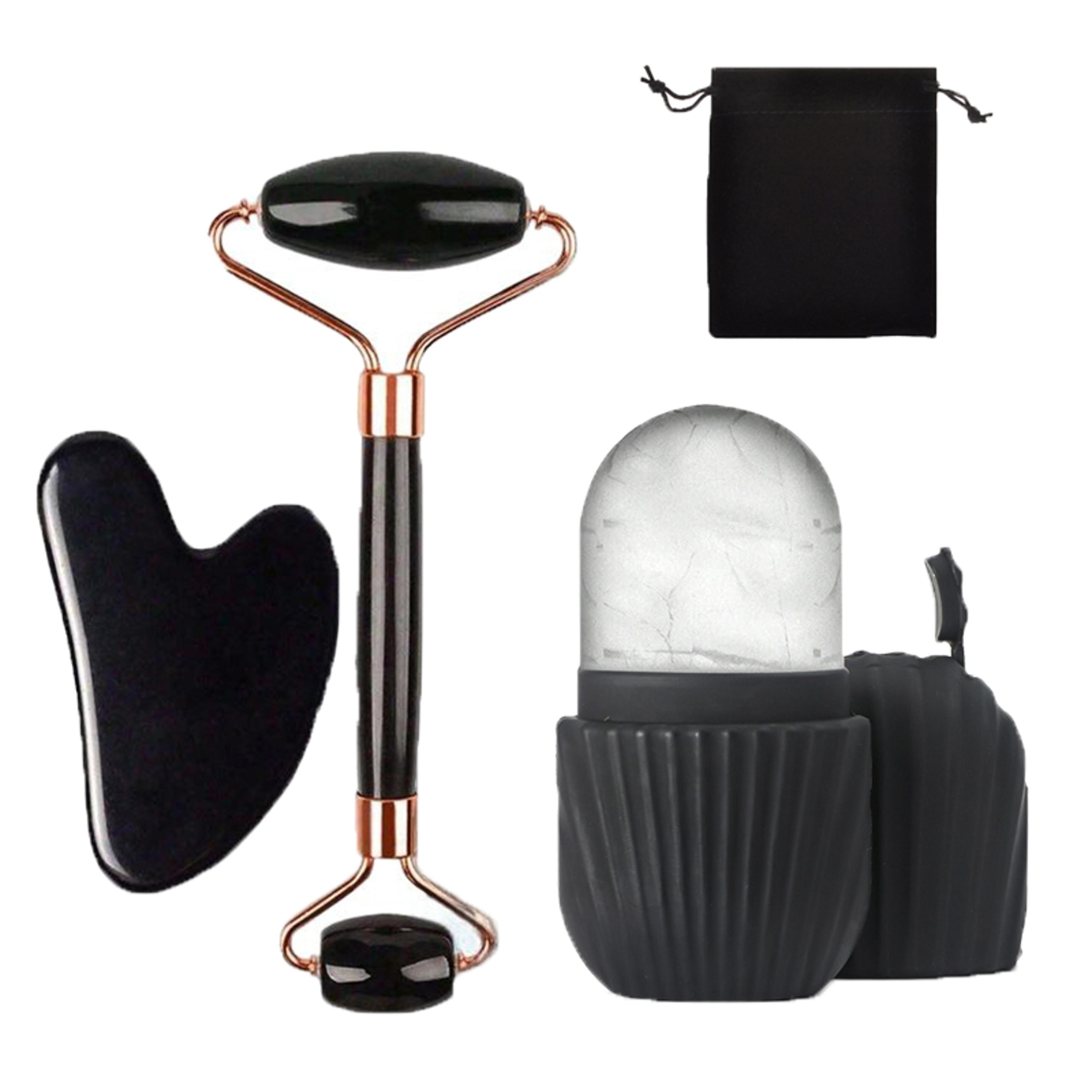 ice face roller and gua sha face tool set for cooling facial massage
