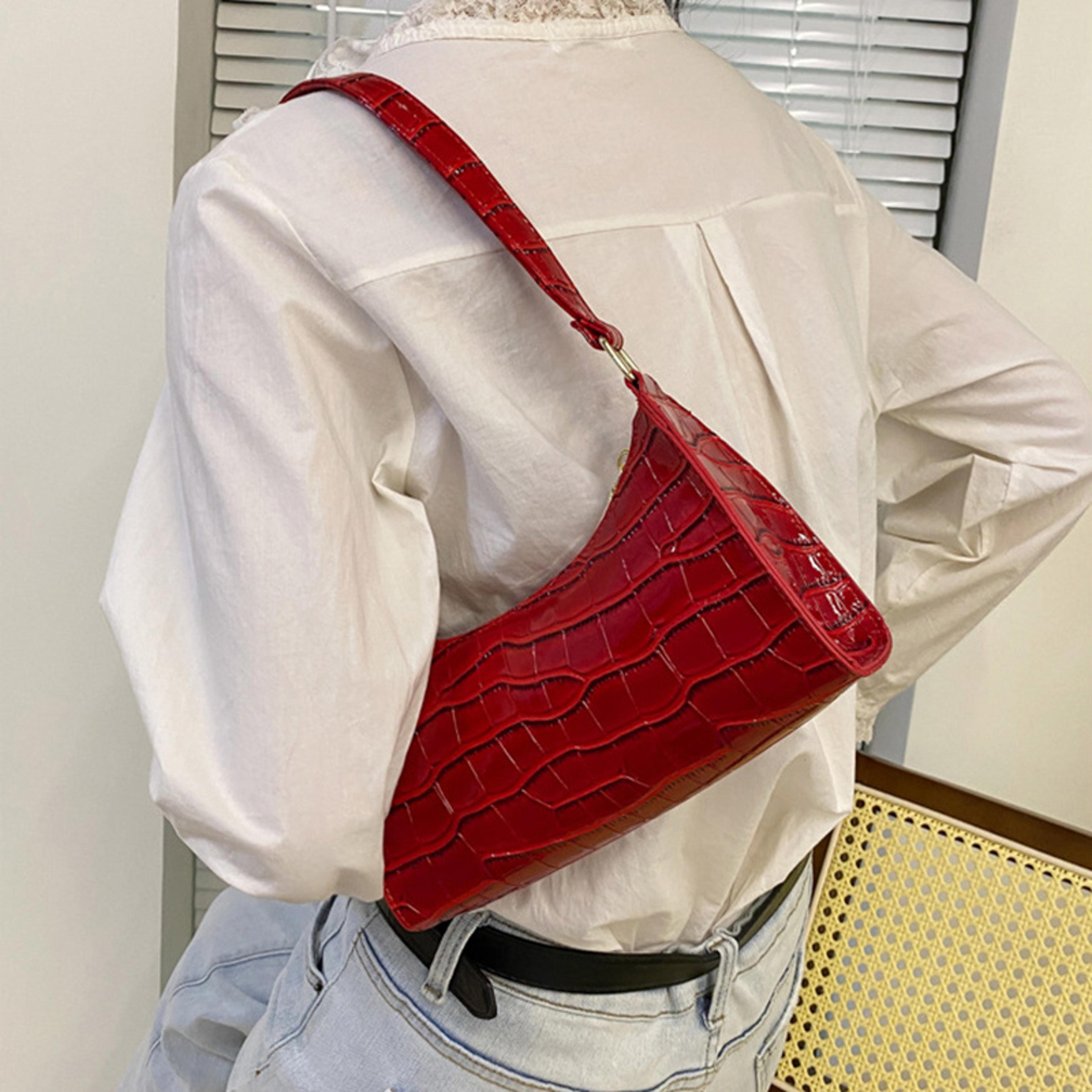 alligator pattern pu leather shoulder bag for women