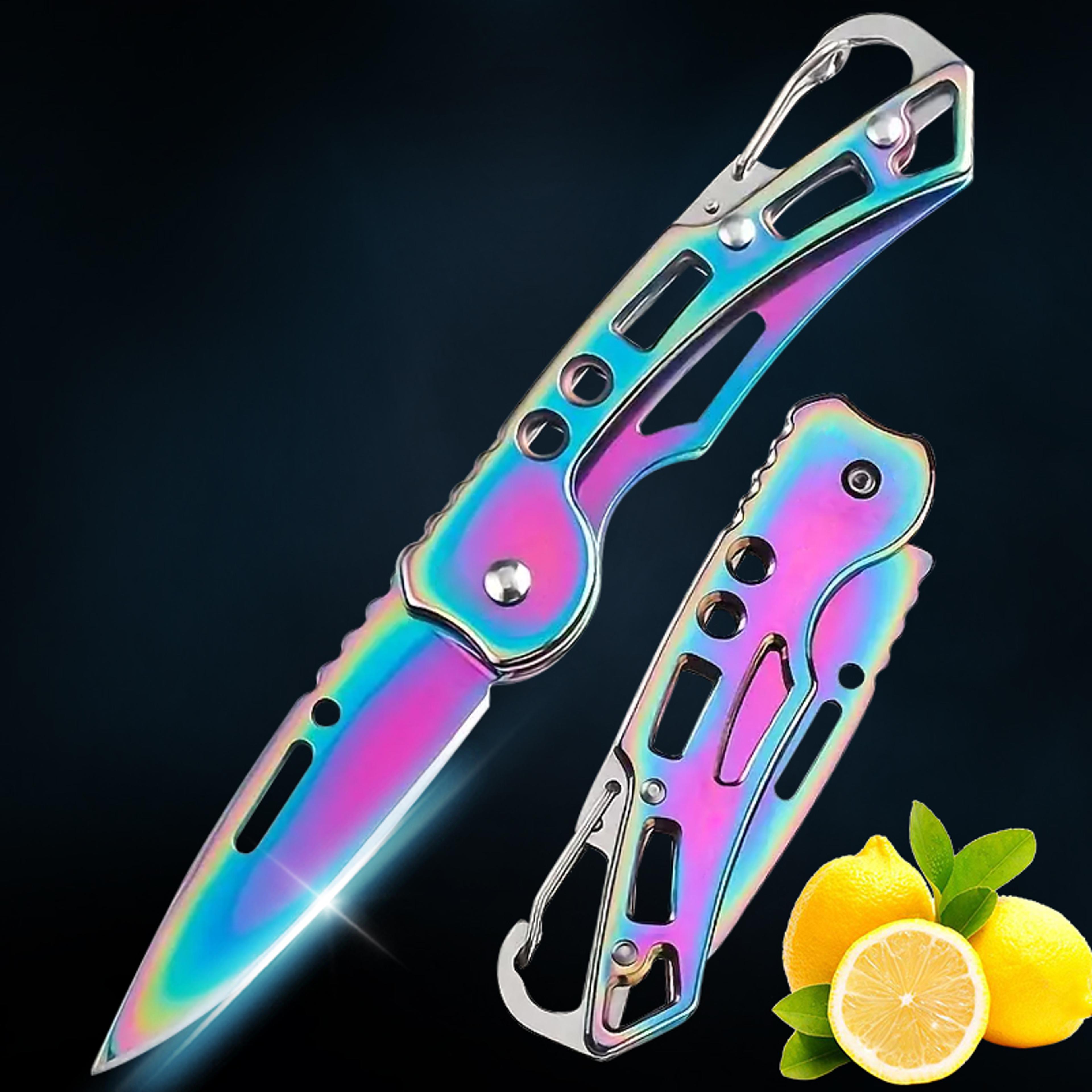 folding stainless steel fruit and meat cleaver knife with non slip handle versatile kitchen & pocket knife