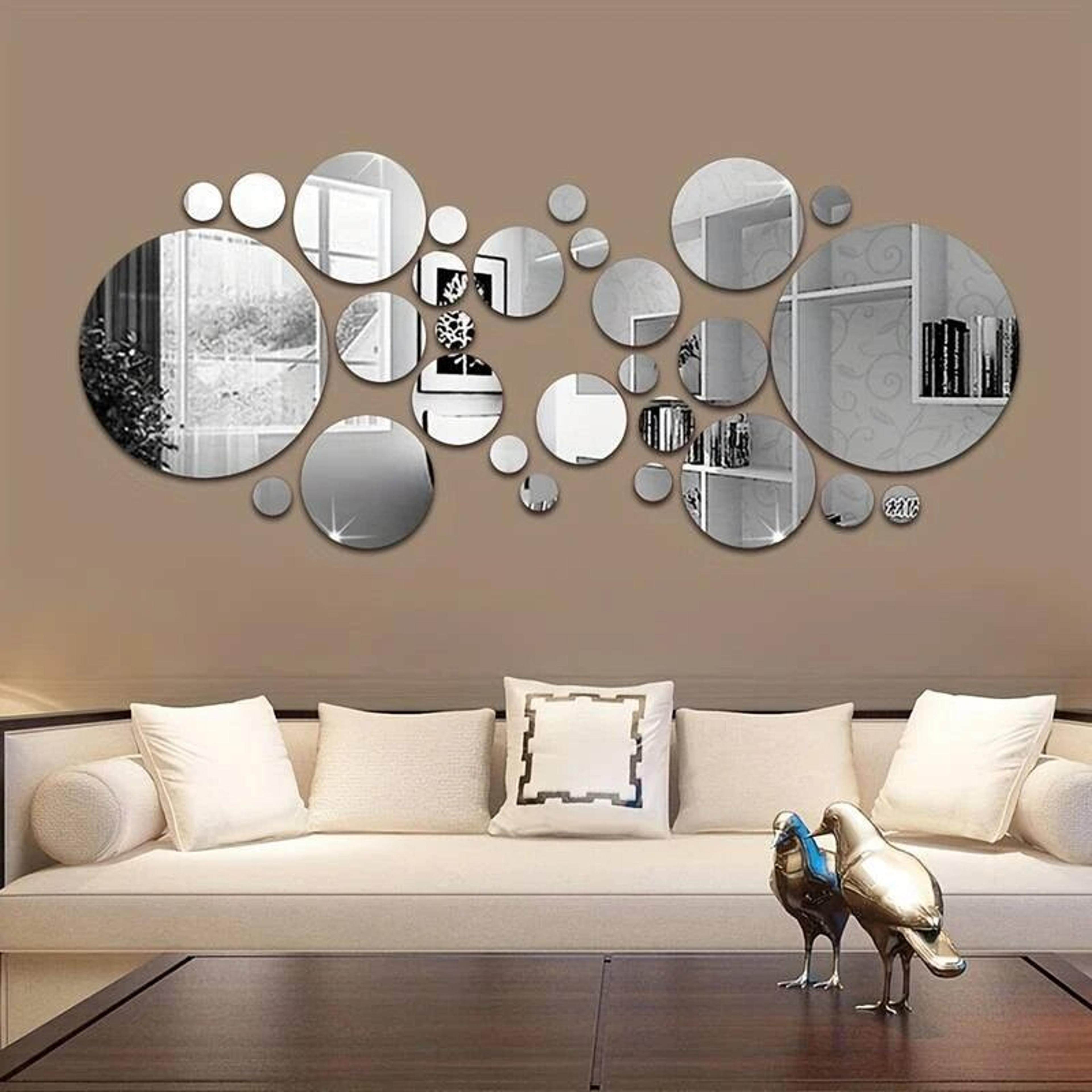 acrylic mirror wall sticker diy round mirror for bedroom, bathroom, and tv room decor