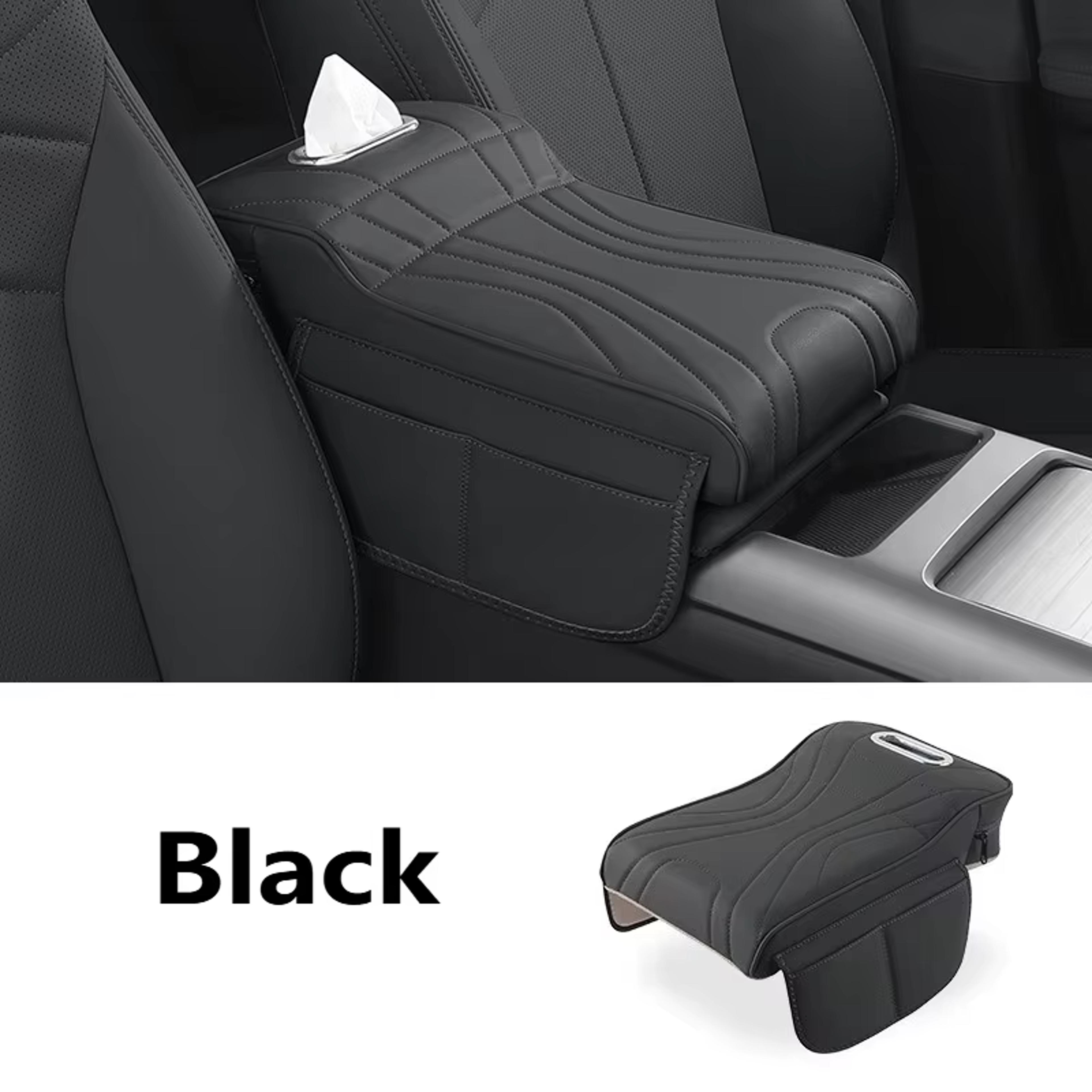 premium car armrest extender & storage organizer leather upgrade pad