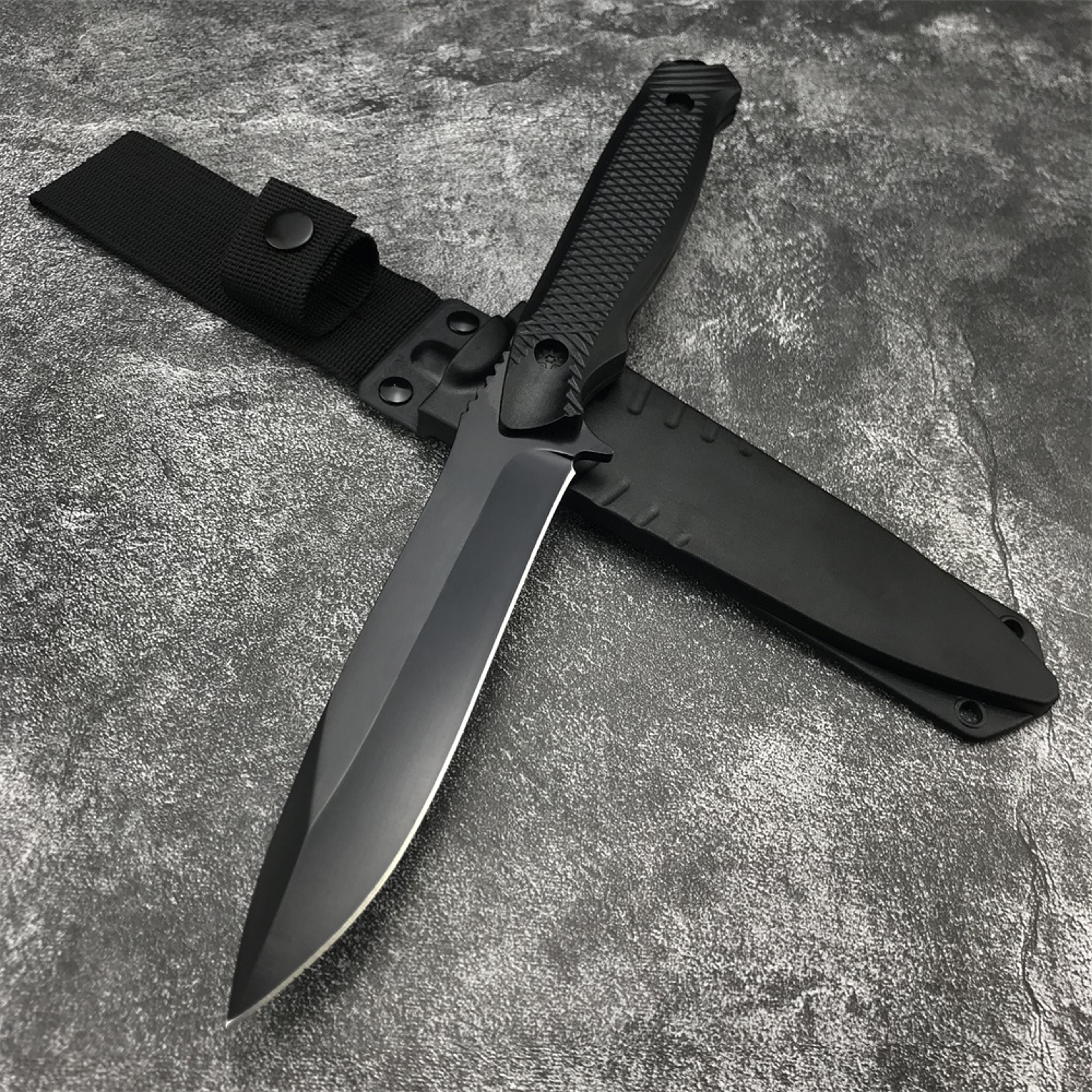 tactical outdoor fixed blade knife rugged mov survival & hunting tool
