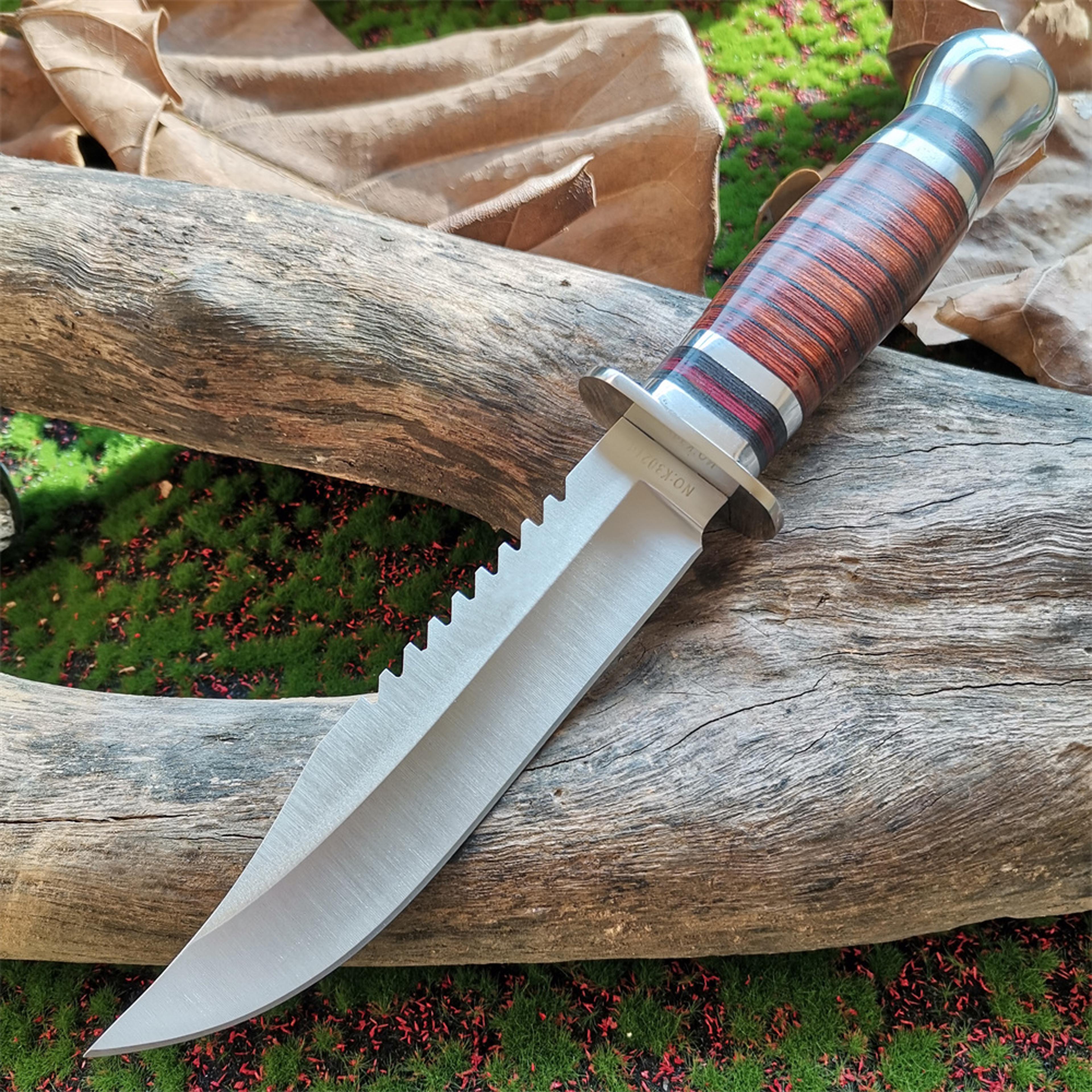 premium steel hunting knife with wooden handle sharp & durable outdoor knife