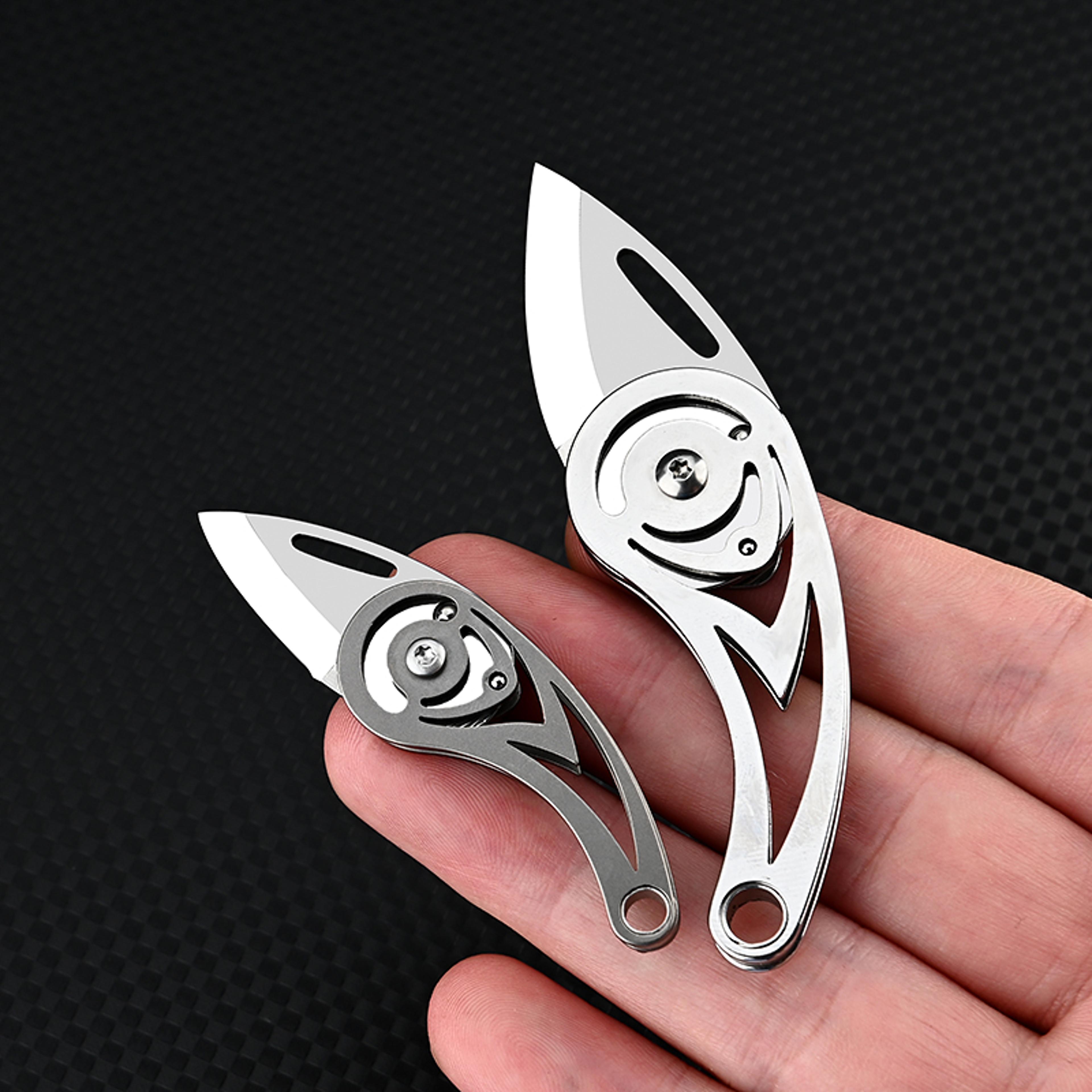titanium mini folding knife steel keychain tool