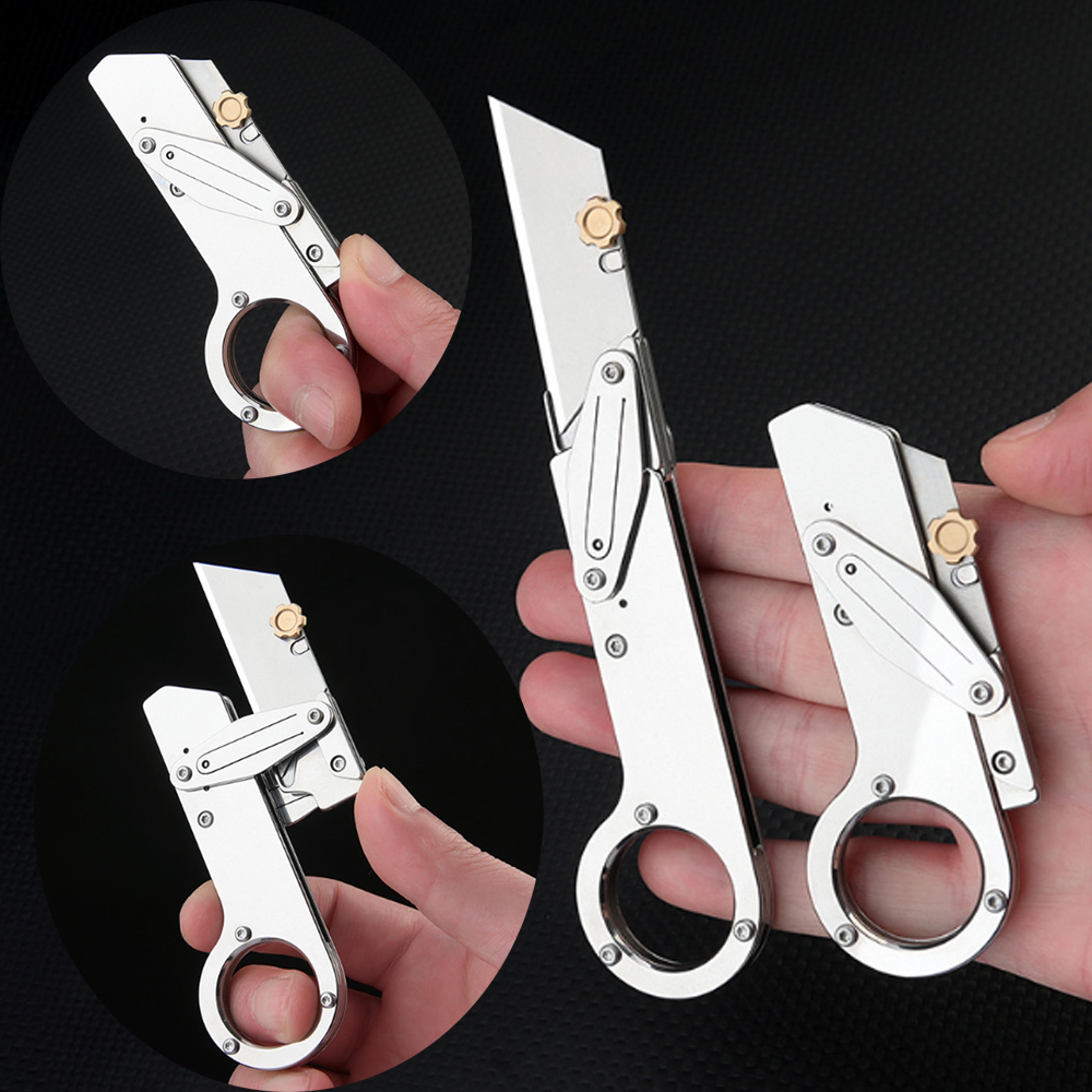 folding utility knife with replaceable blades for camping and everyday cutting