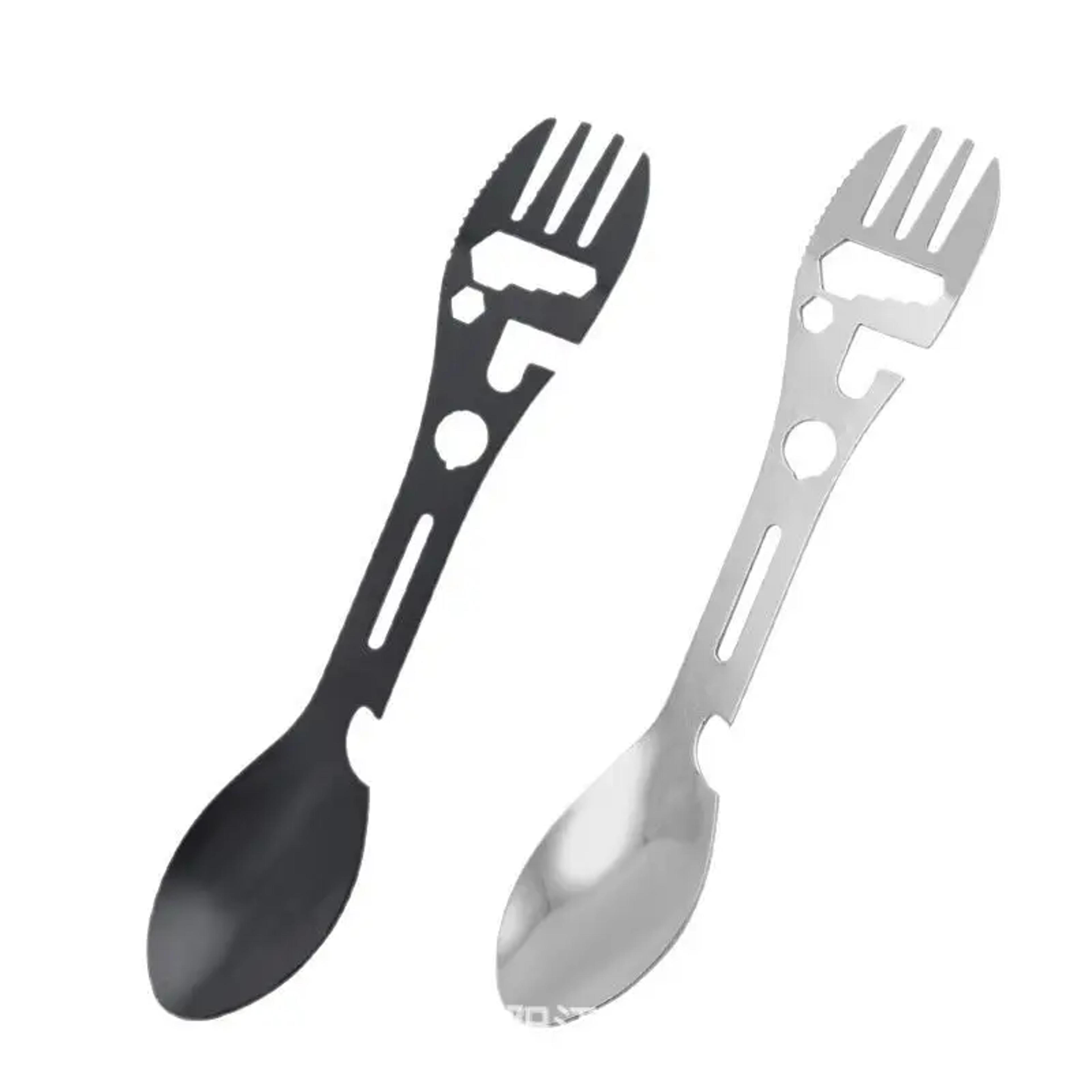 stainless steel camping multitool survival spork with bottle opener