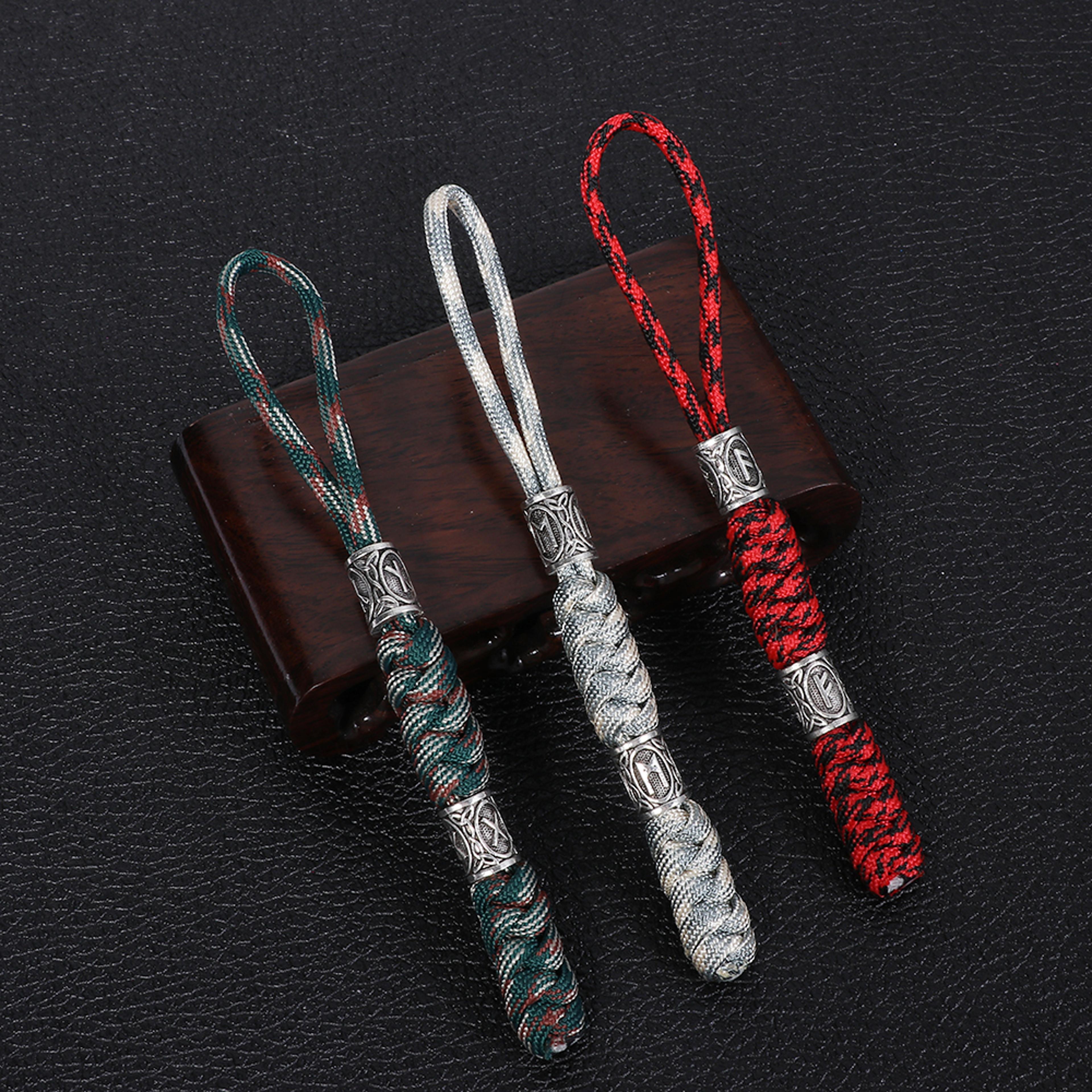 viking rune paracord keychain knife lanyard for gear