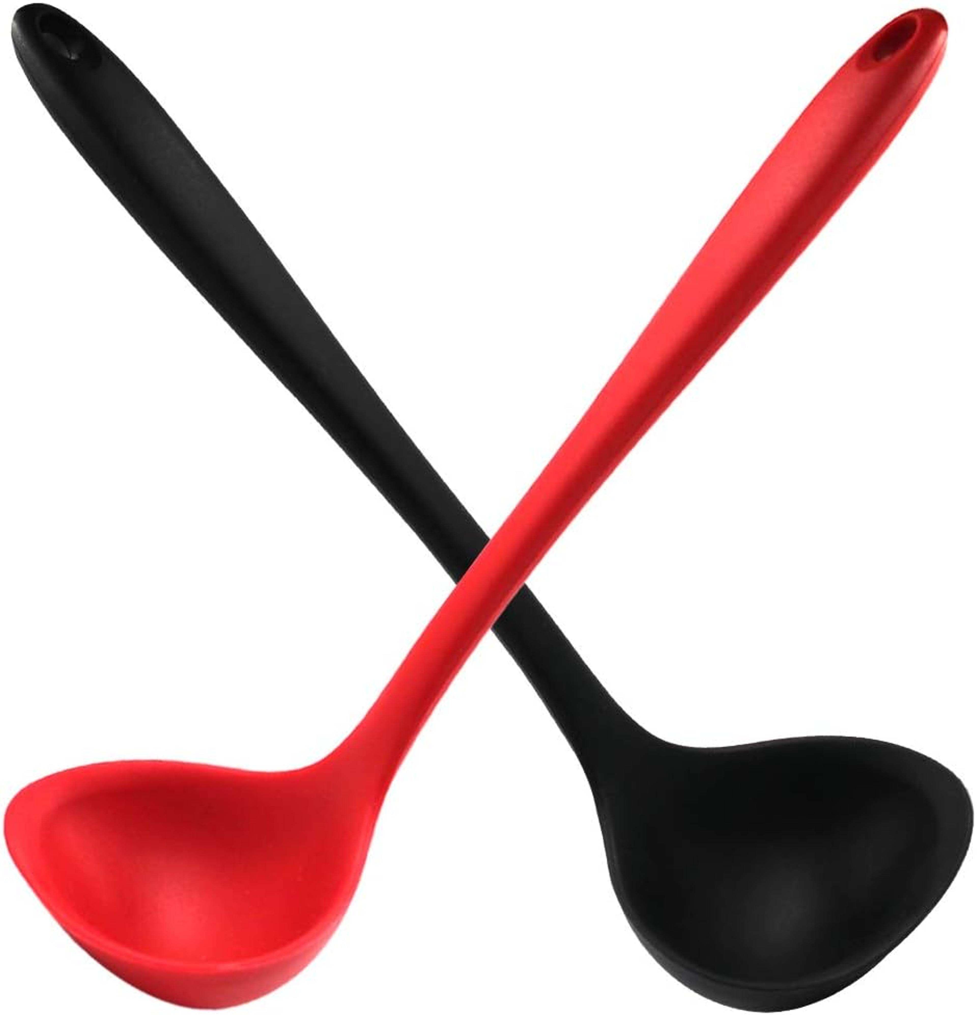 silicone soup ladle heat resistant nonstick long handle serving spoon