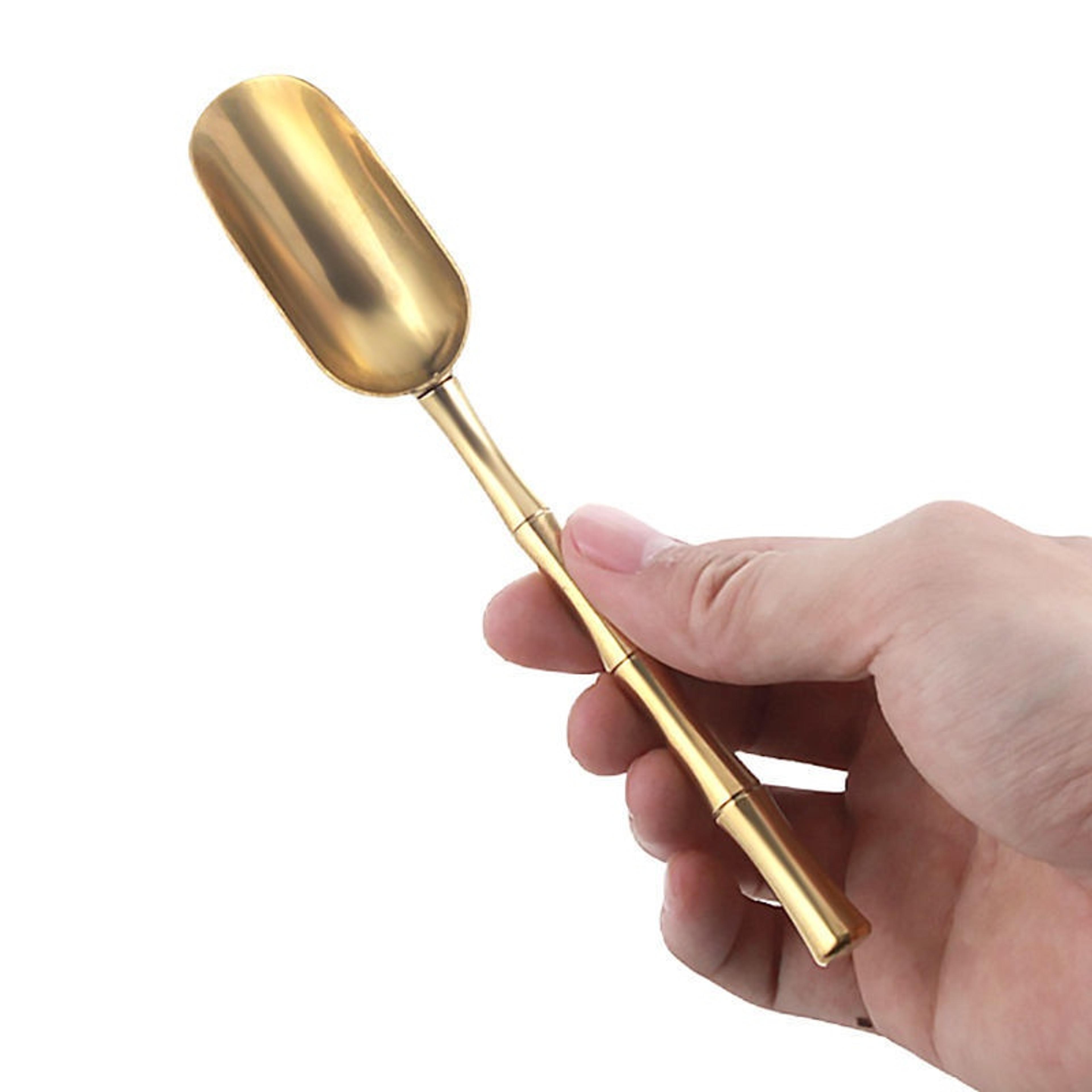 brass copper bamboo handle spoon for tea coffee dessert and ice cream