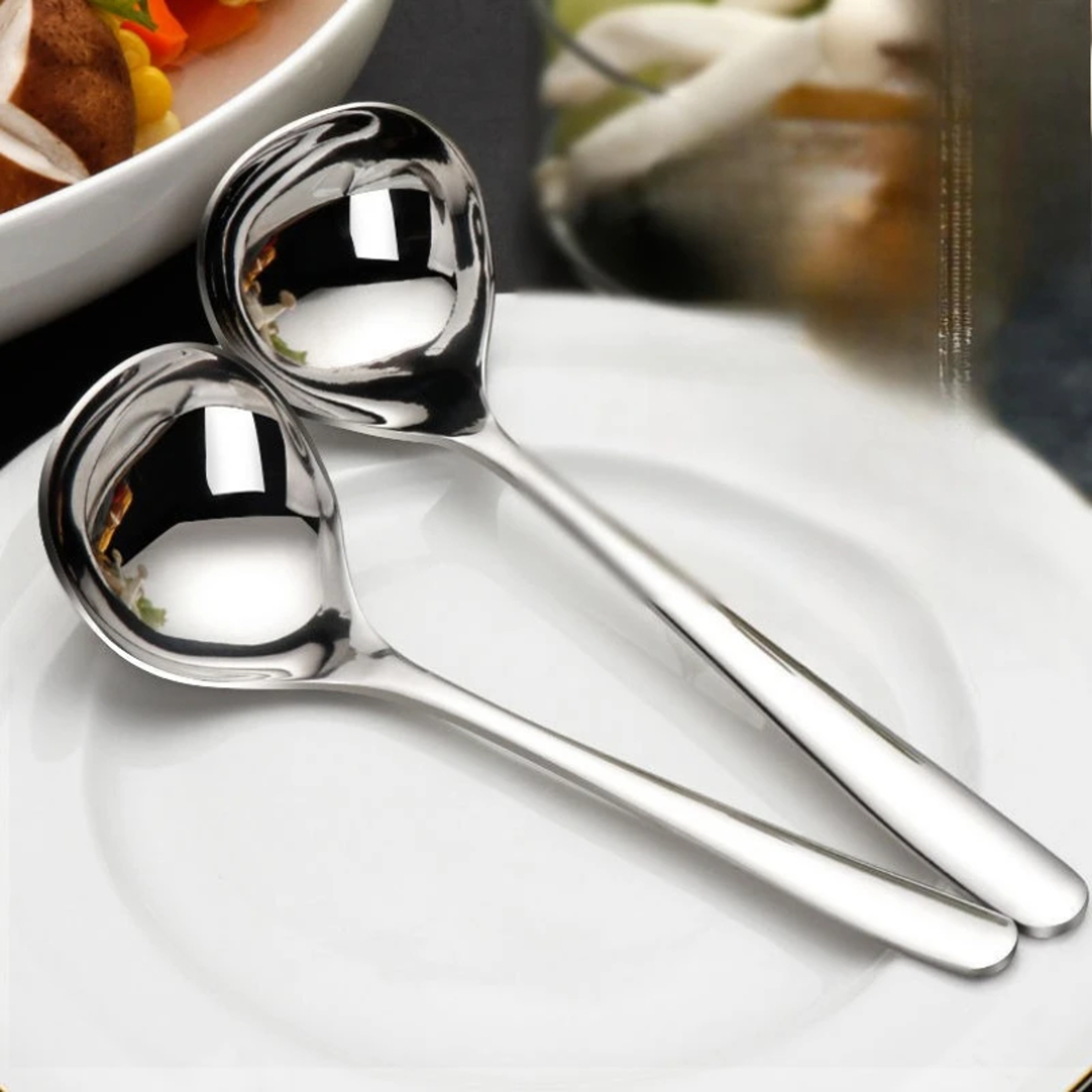 stainless steel long handle soup spoon large round serving spoon