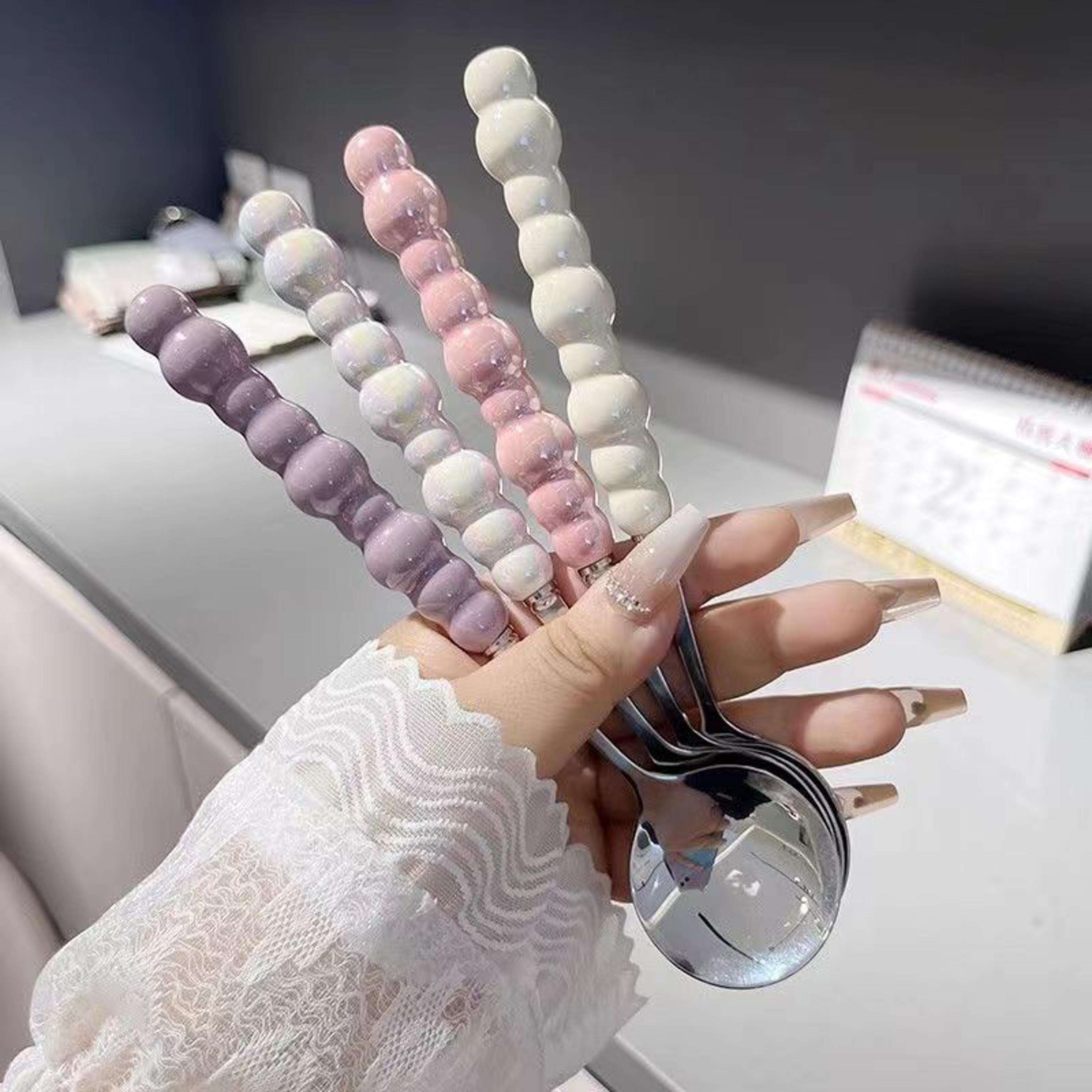 pearl handle stainless steel dessert spoon for coffee ice cream and party cutlery