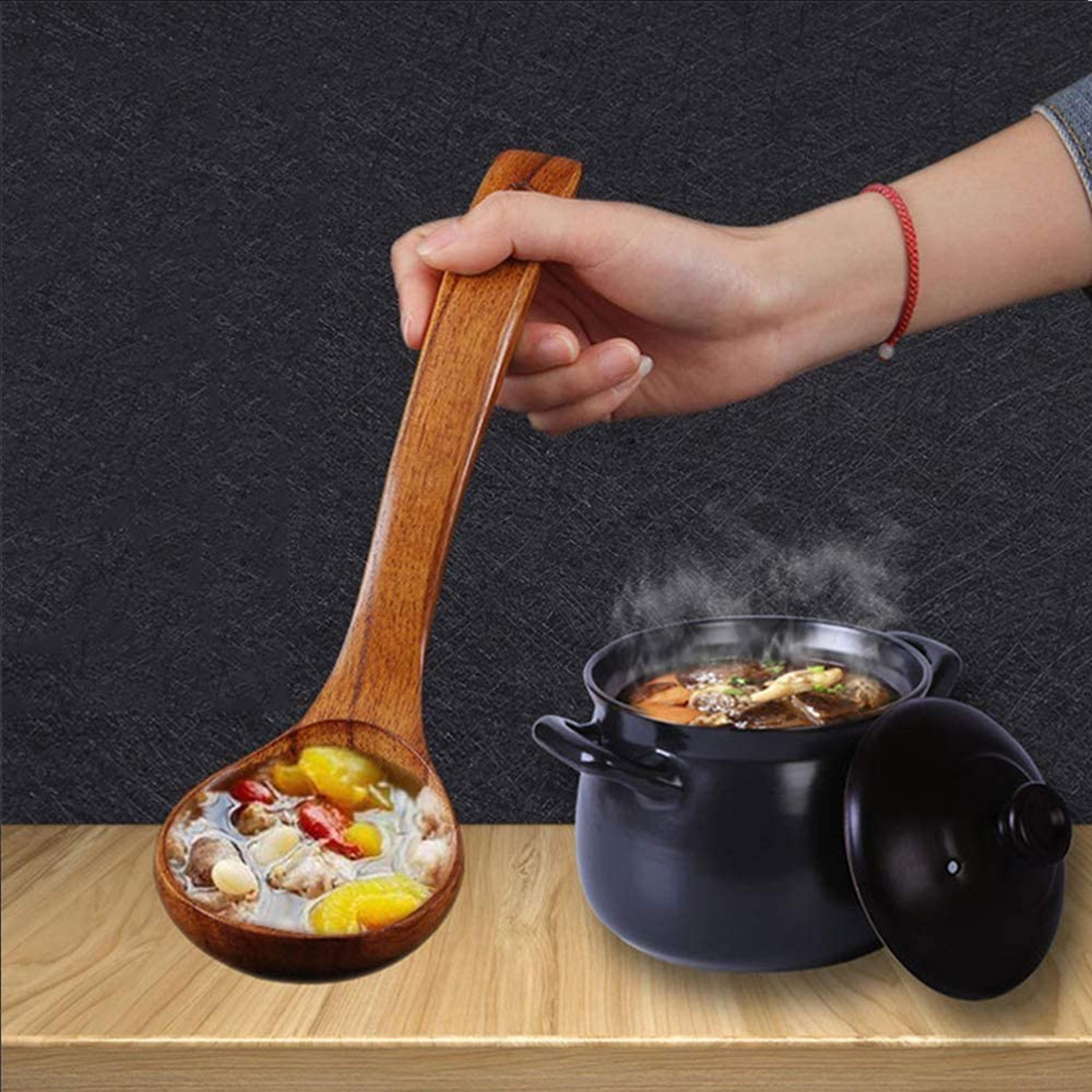 large wooden soup ladle natural wood serving spoon for cooking and serving