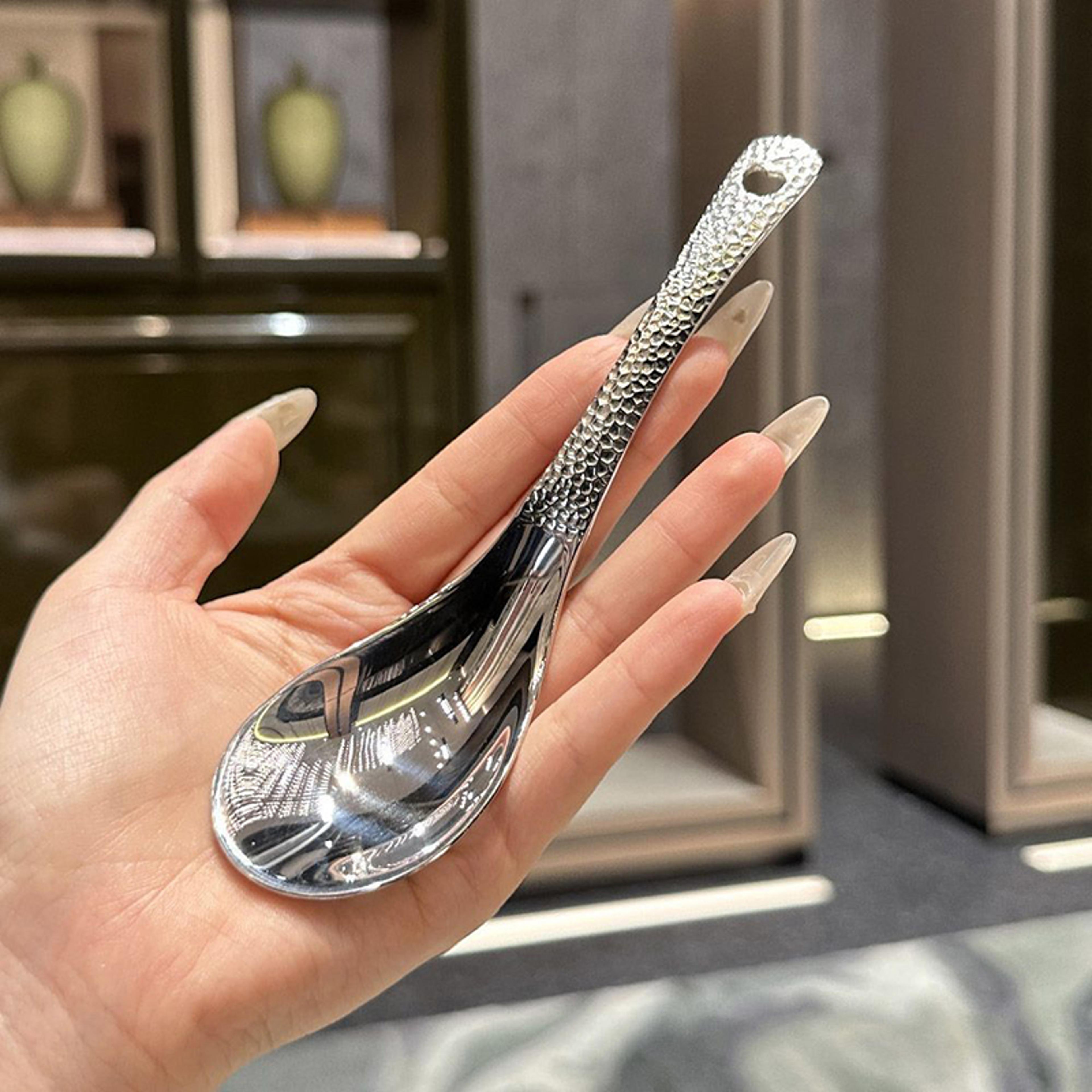 premium stainless steel soup spoon large capacity korean tableware