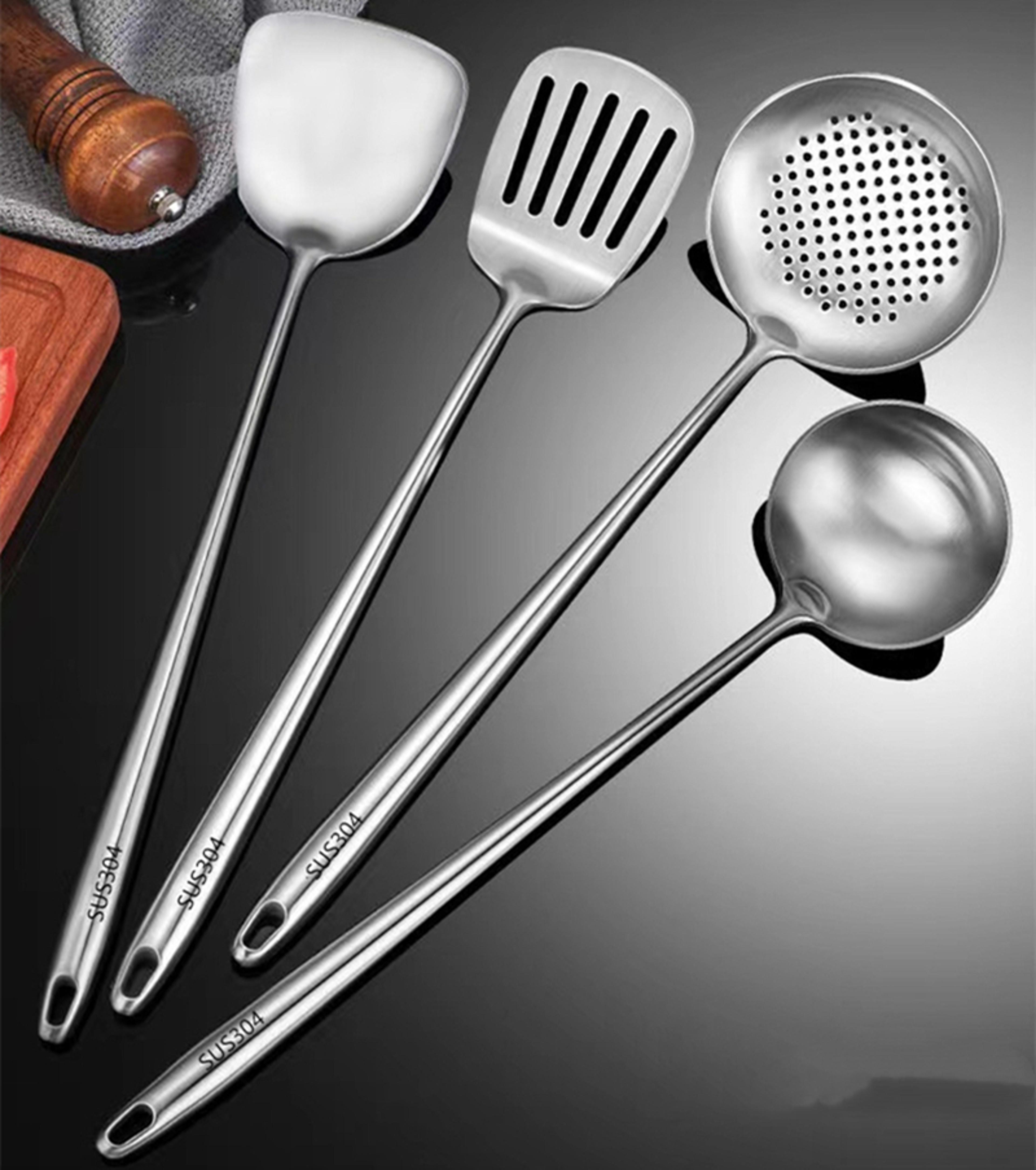 stainless steel wok spatula & cooking utensil set