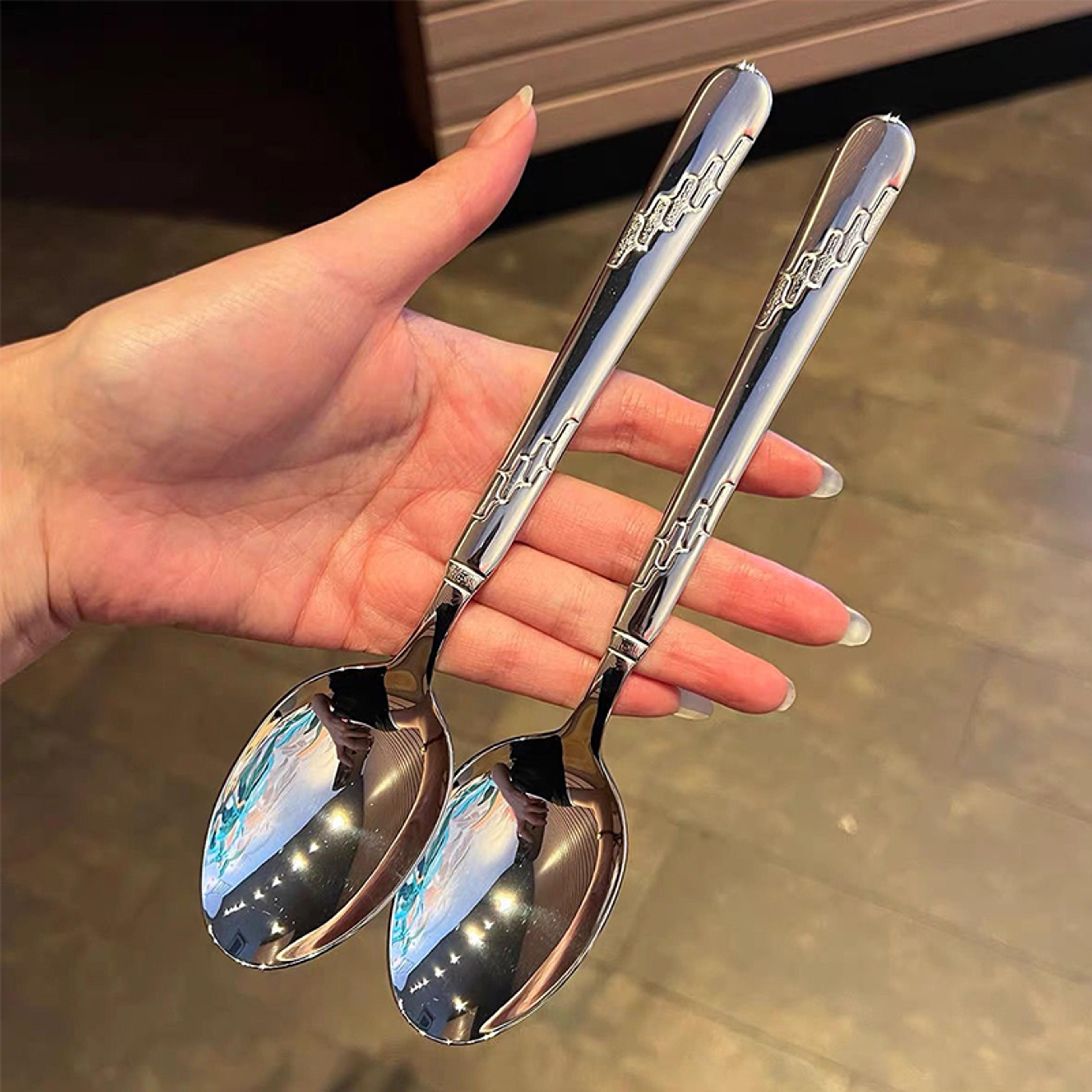 golden dessert stir spoon long stainless steel kitchen spoon for perfect mixing