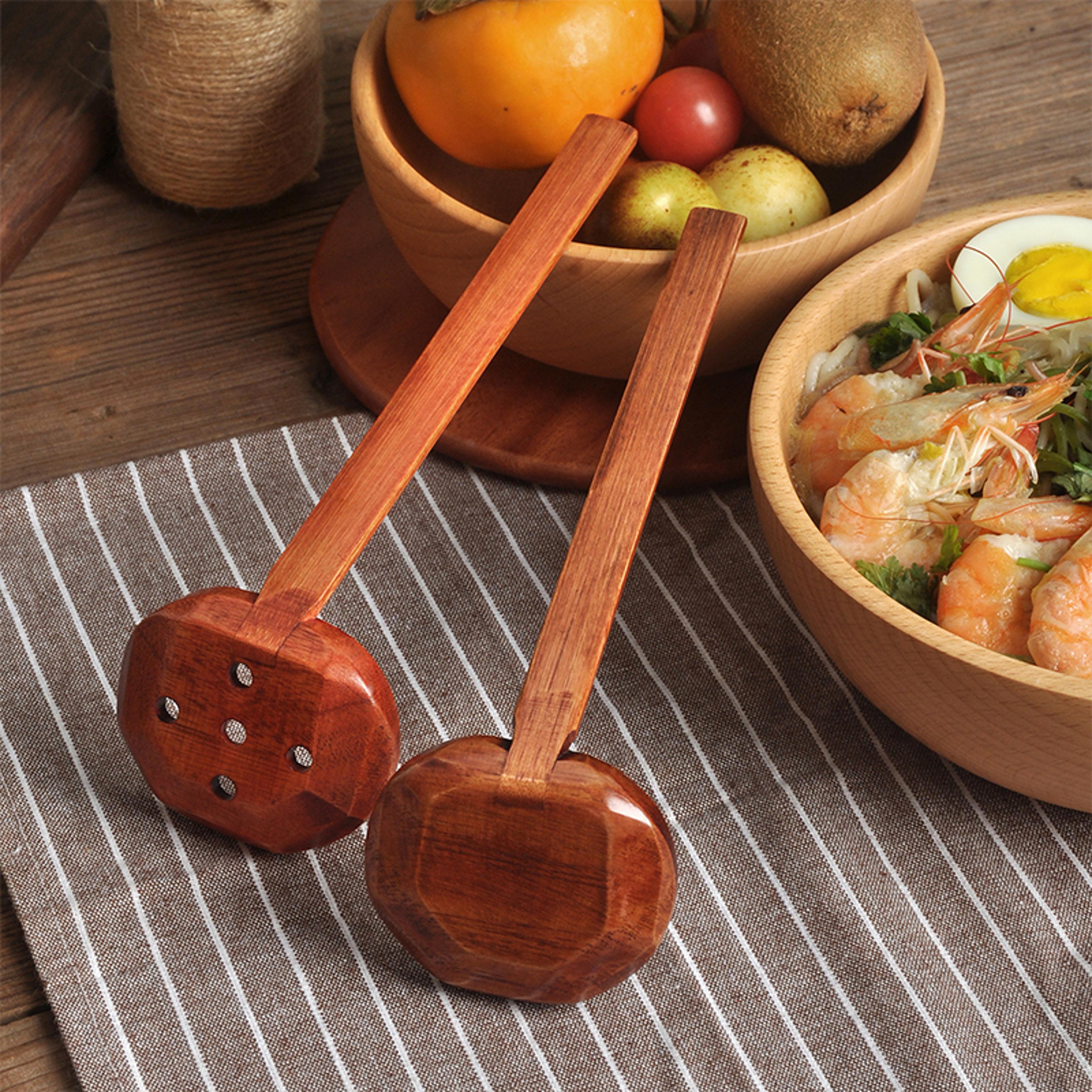 premium japanese wooden ramen & soup spoon eco friendly kitchen ladle