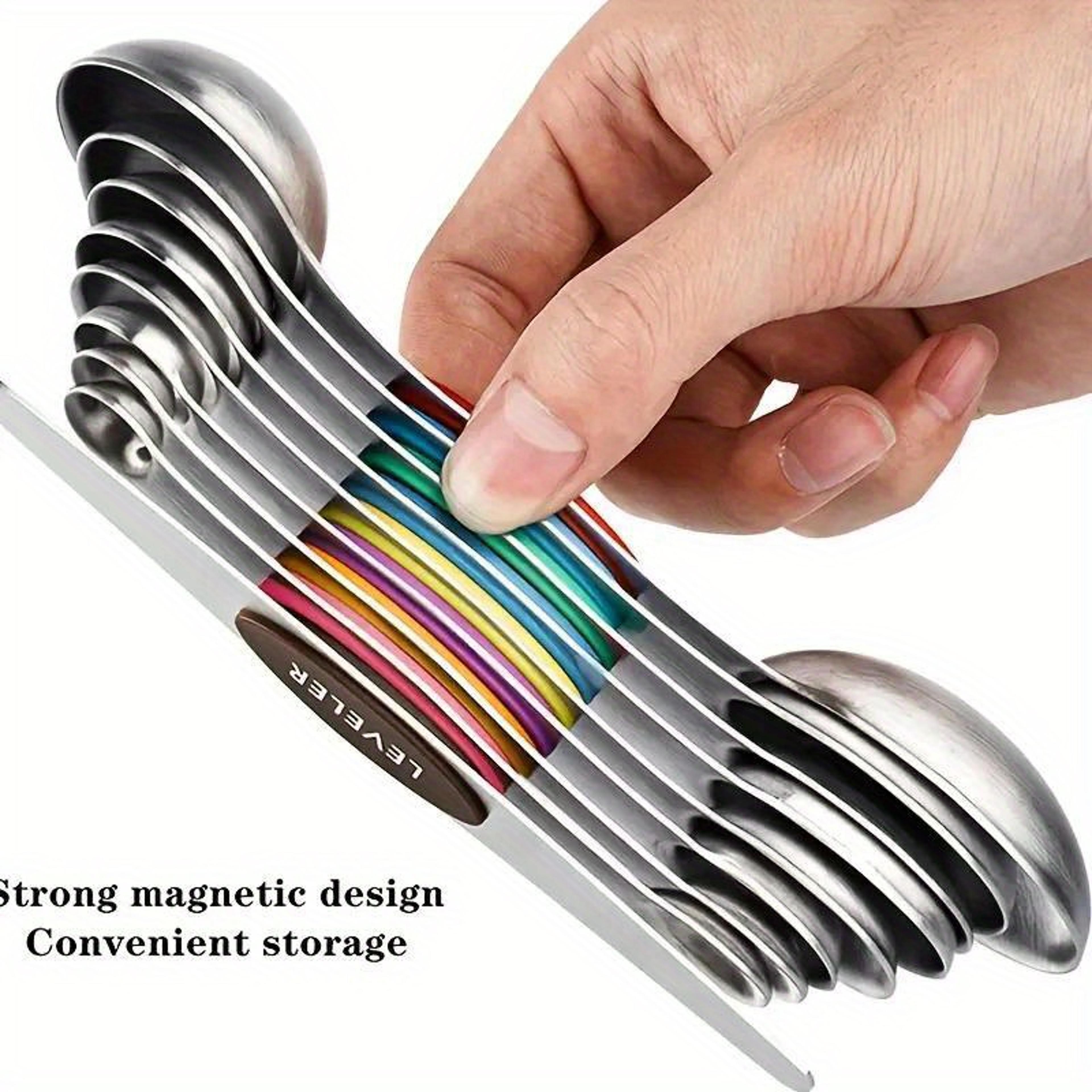 premium stainless steel double ended measuring spoon set with magnetic scale