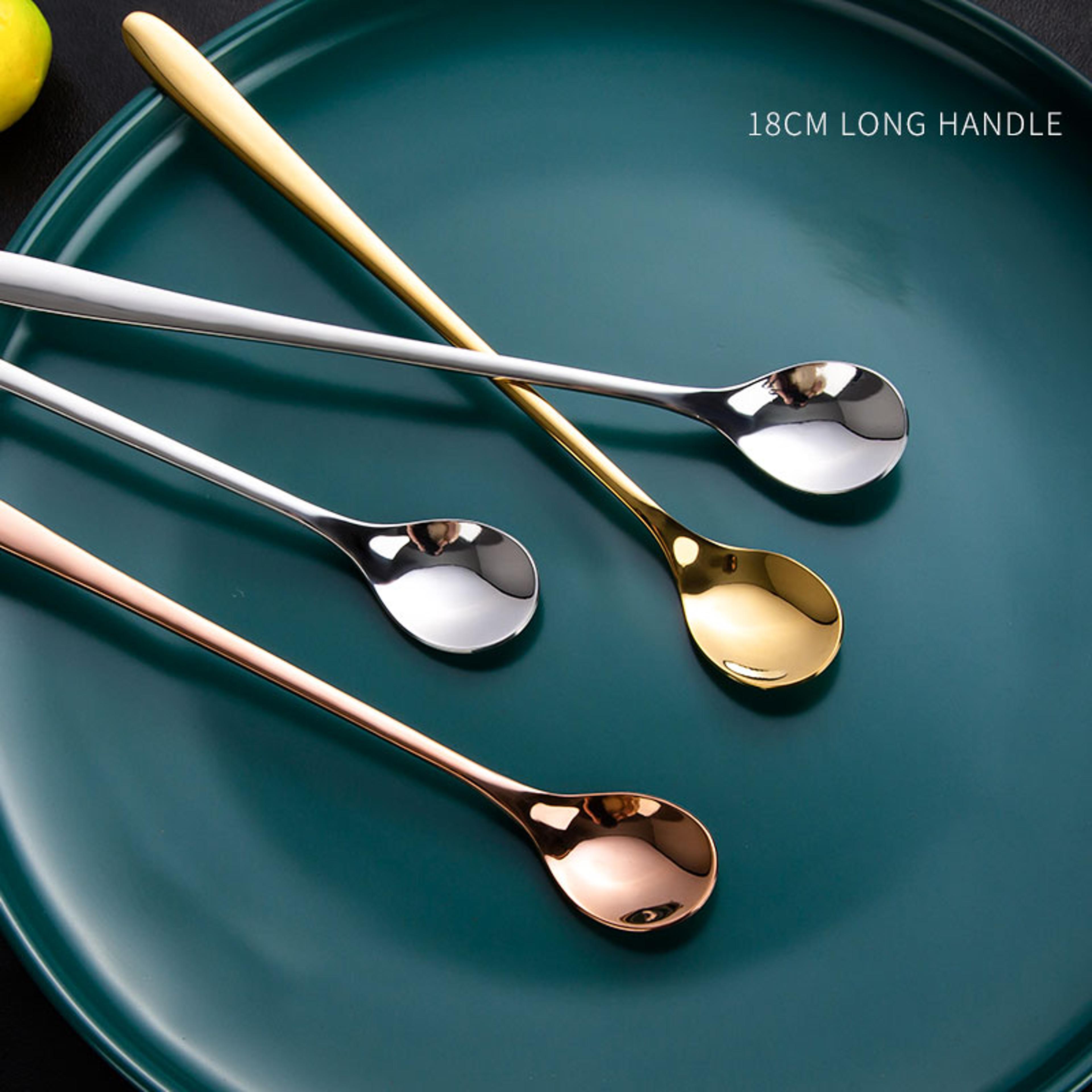 premium long handle coffee spoon & stainless steel dessert scoop for kitchen