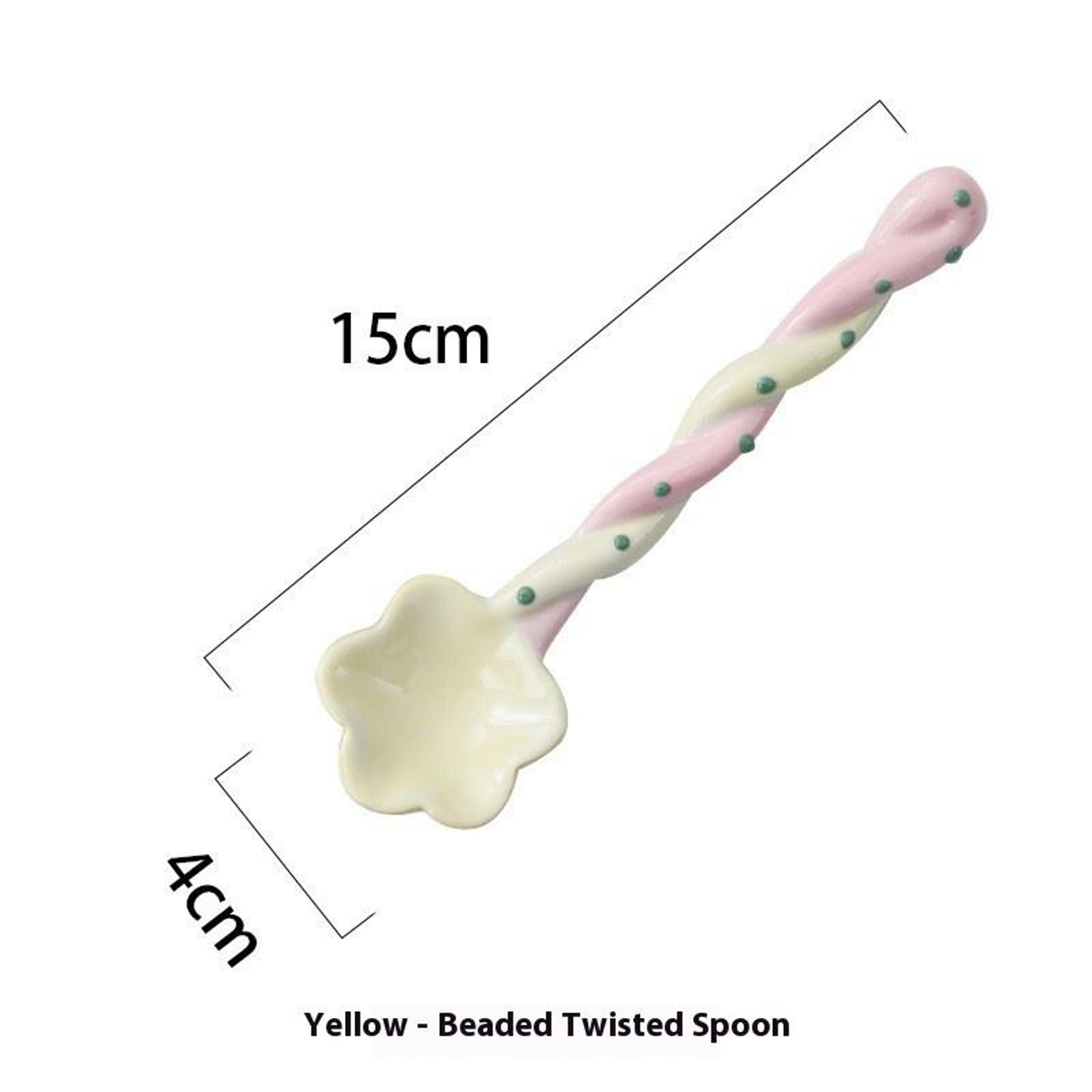ceramic star & flower dessert spoon creative long handle stirring spoon