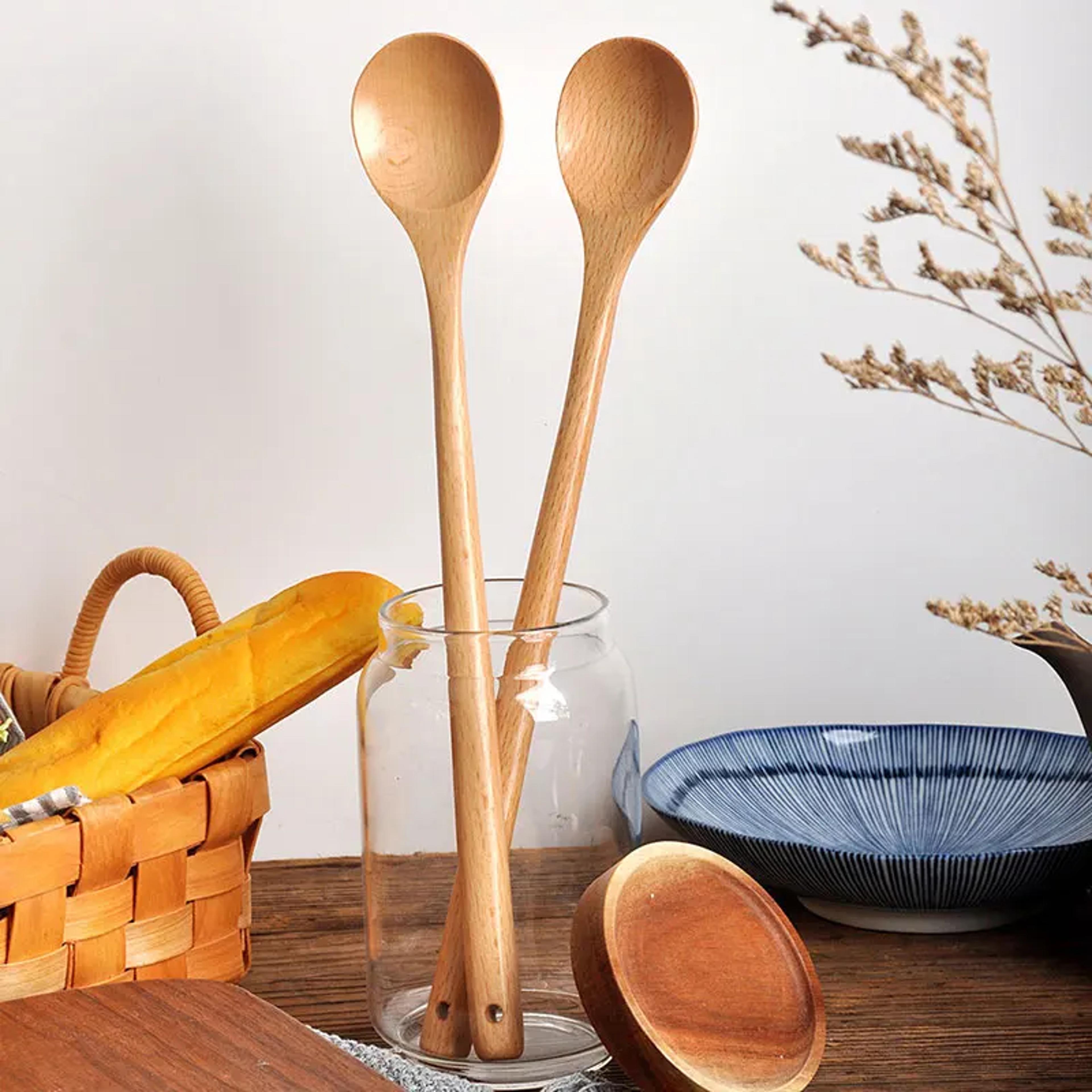 premium long wooden cooking spoon ergonomic kitchen & soup stirring utensil