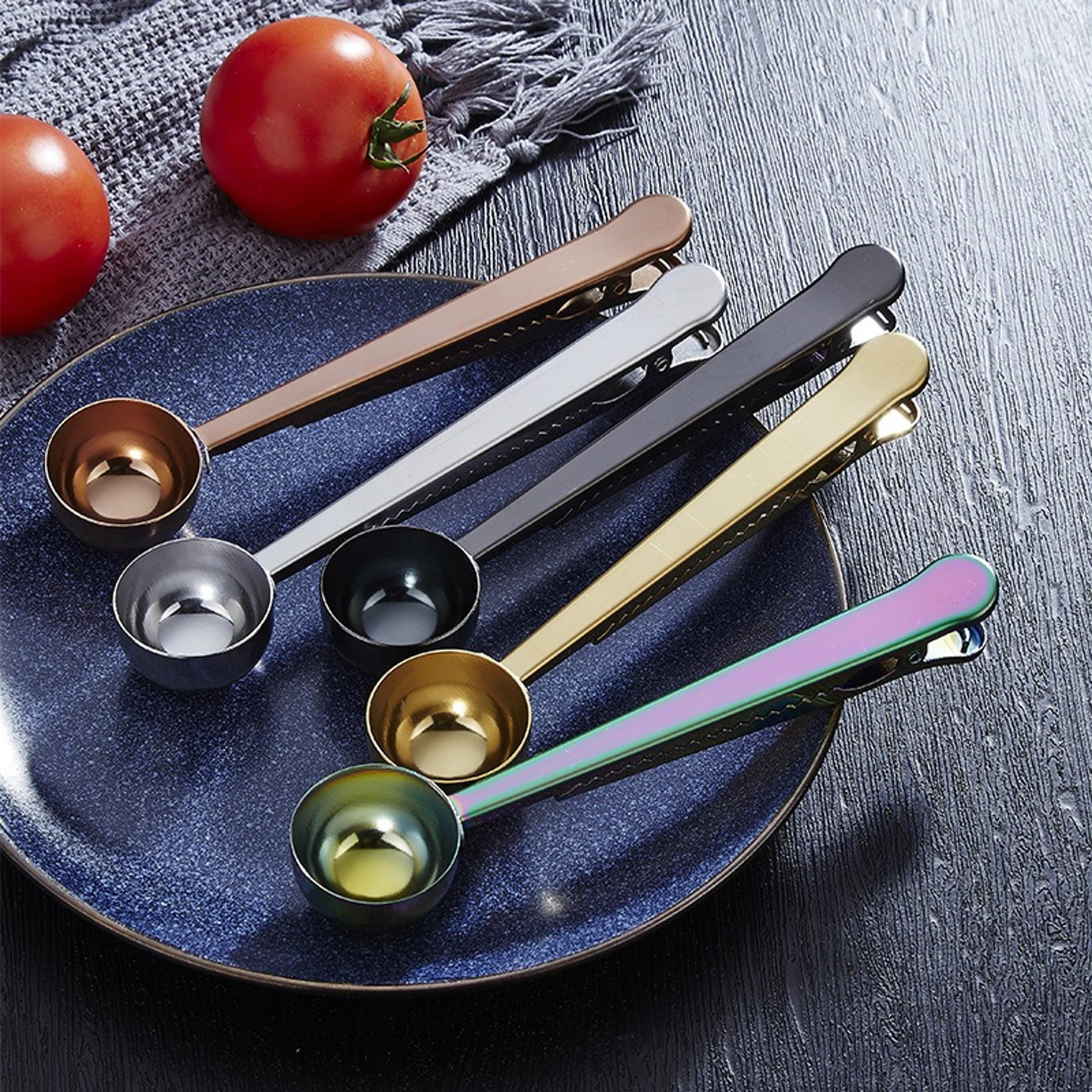 premium stainless steel coffee scoop with clip barista grade coffee measuring scoop for perfect brews