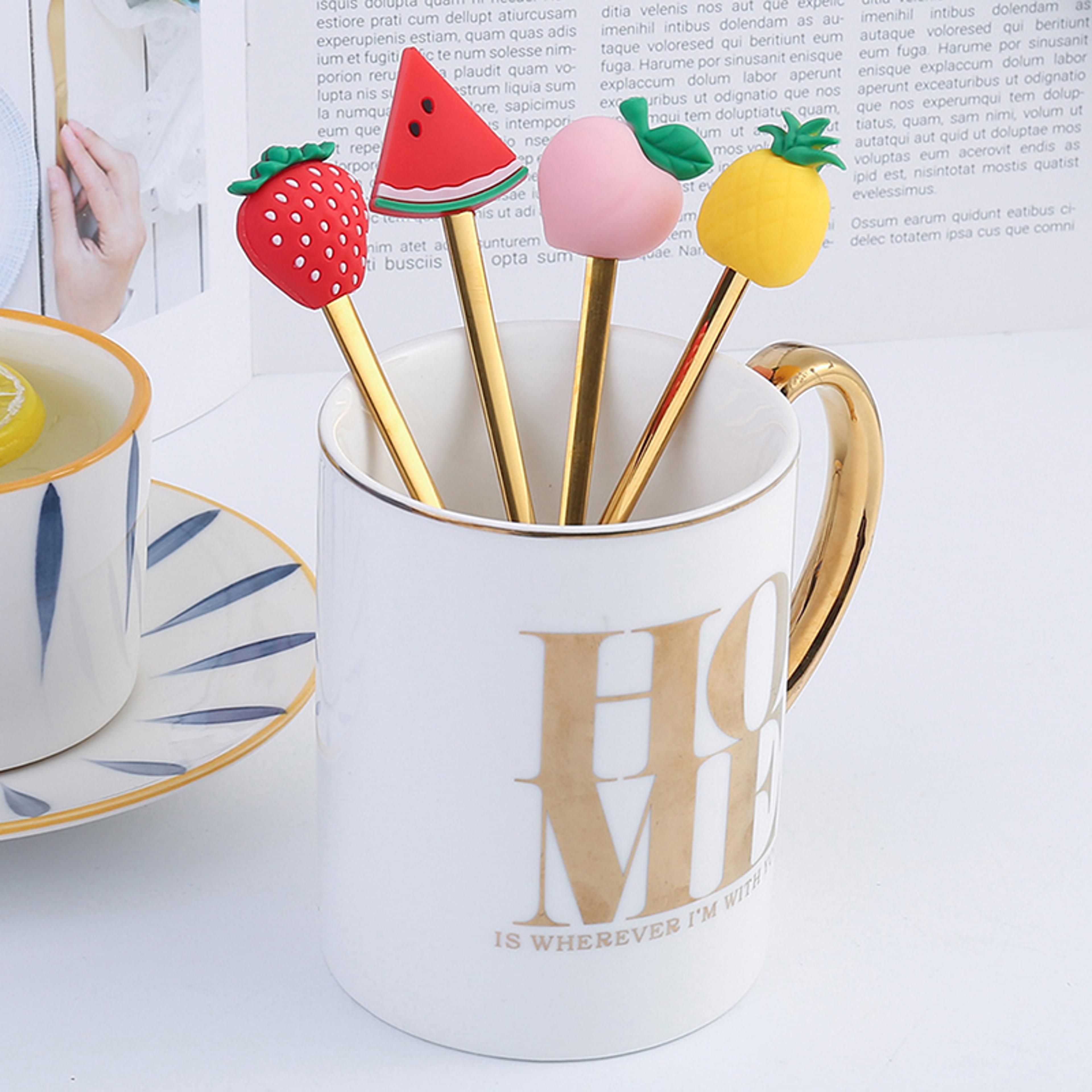 cartoon stainless steel dessert spoon & fork set for kids