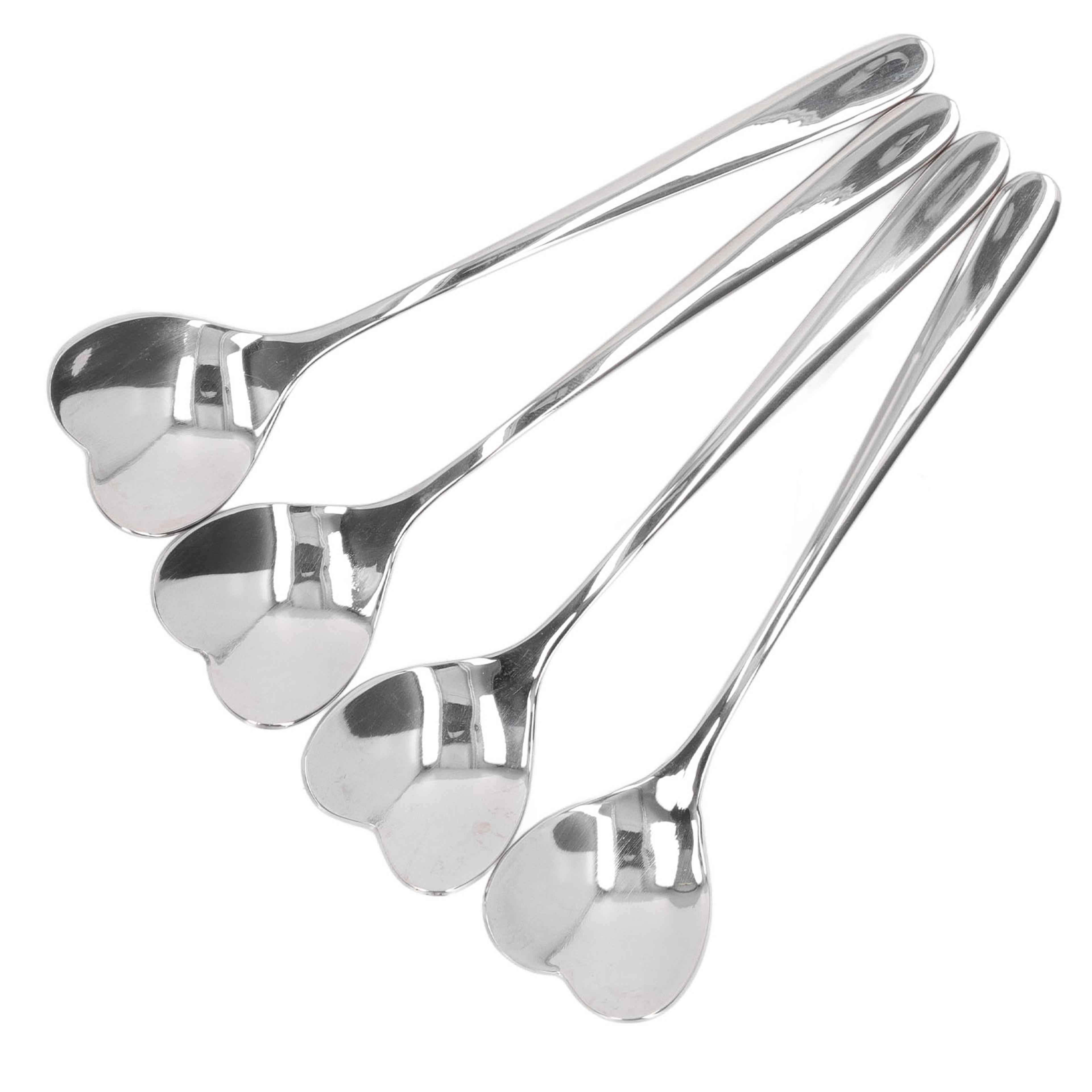 heart shaped stainless steel coffee & dessert stirring spoon set elegant tea & sugar spoons