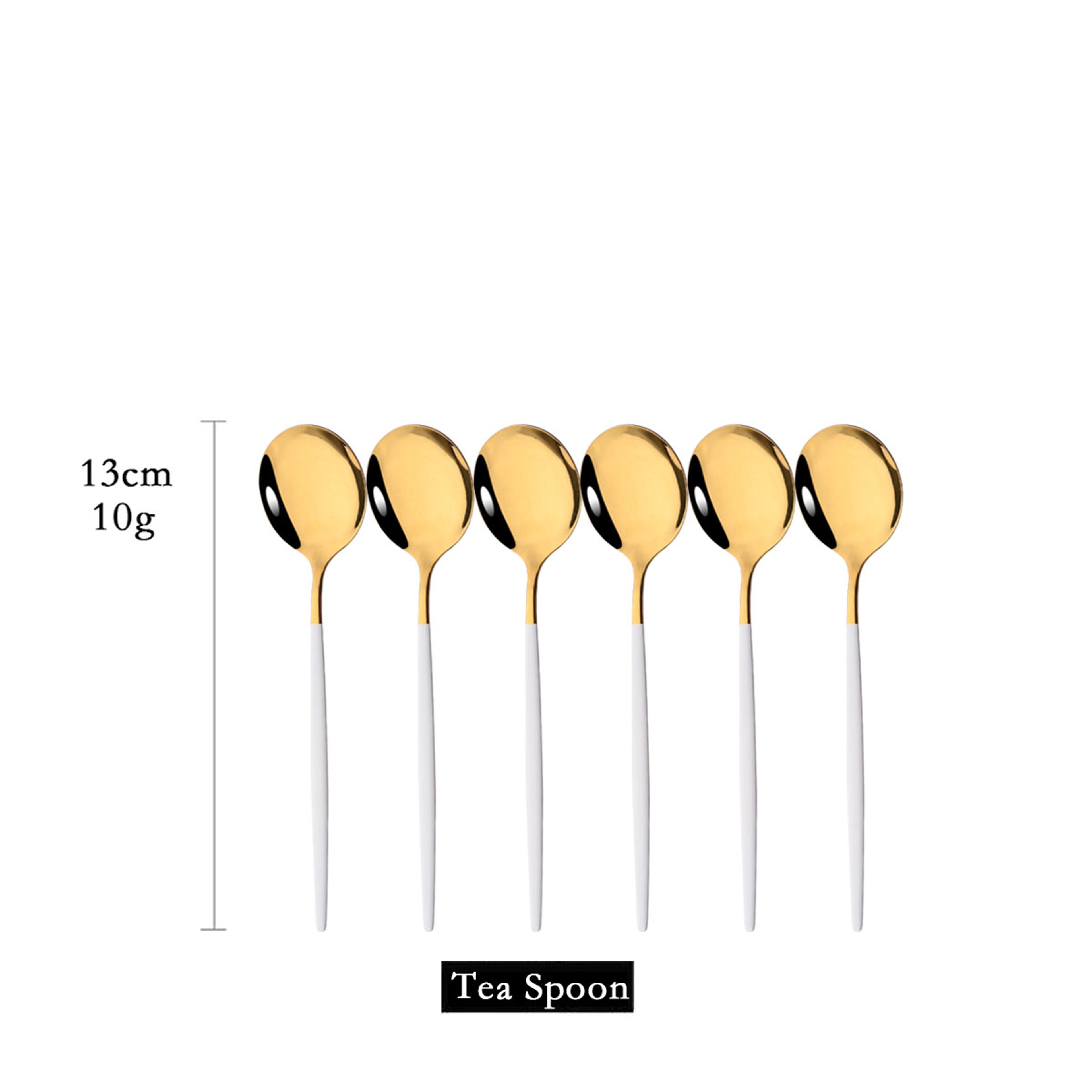 white gold stainless steel spoons tea & dessert set