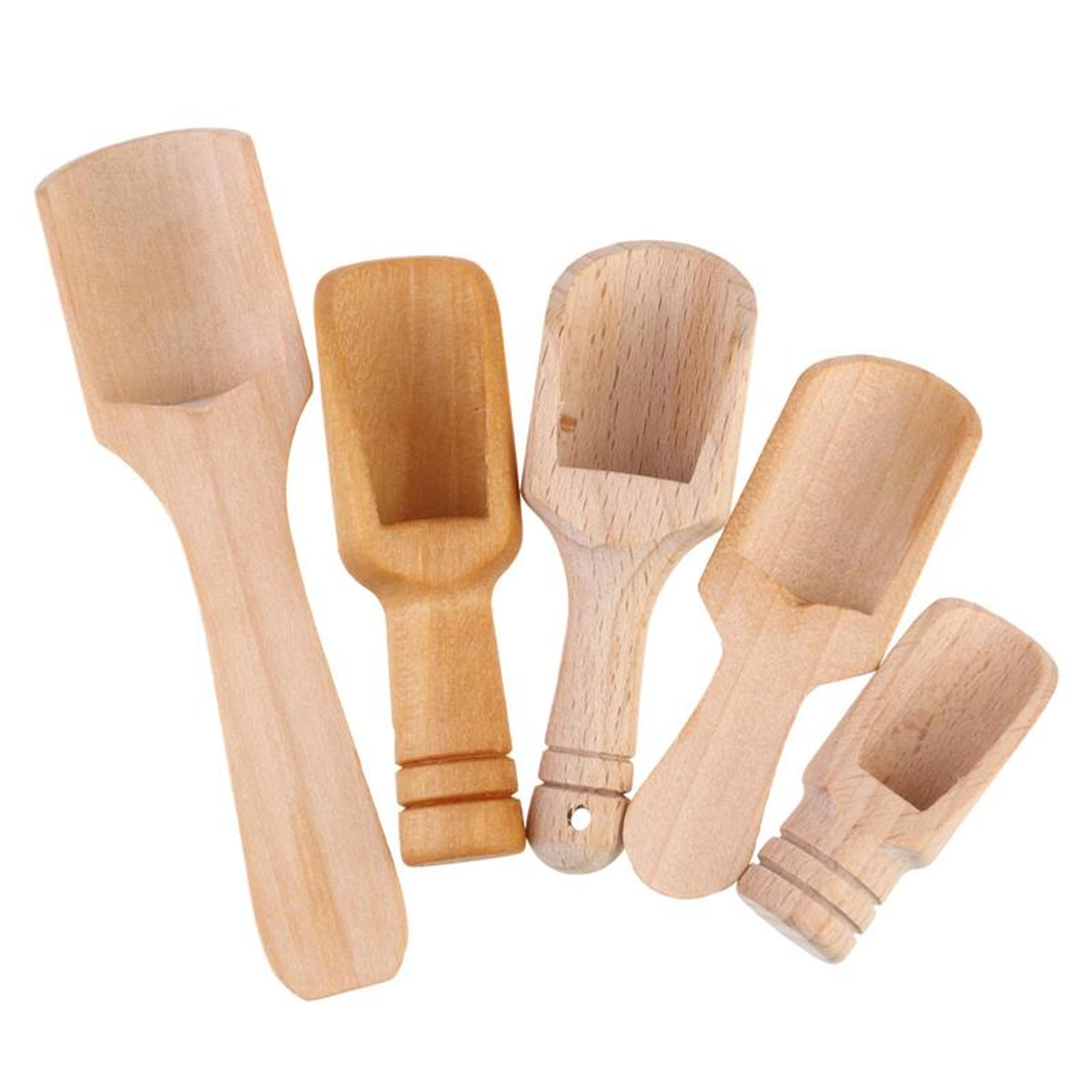 wooden handle mini coffee scoop & spice spoon set for kitchen