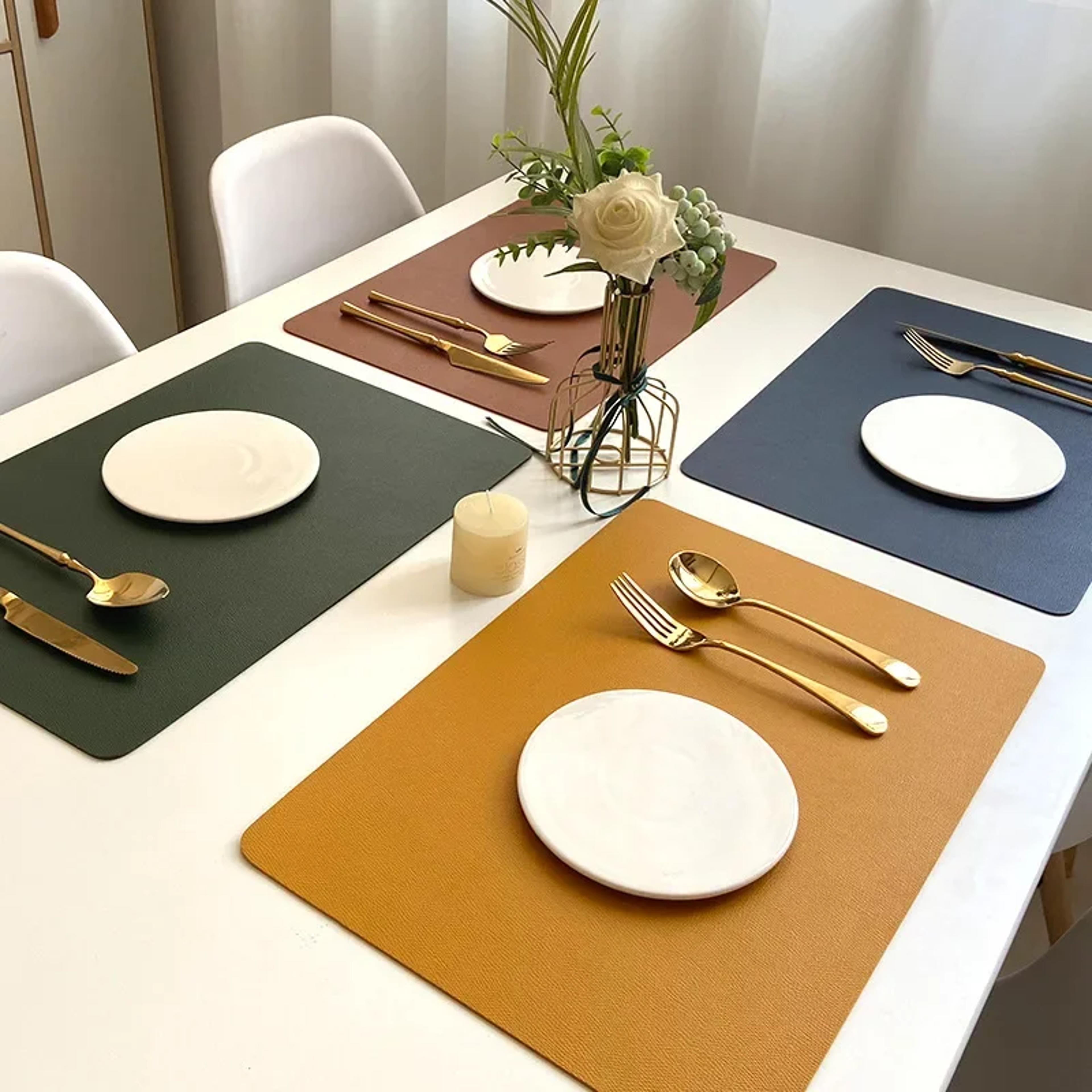 premium nordic double sided leather placemats waterproof & heat insulating dining mats