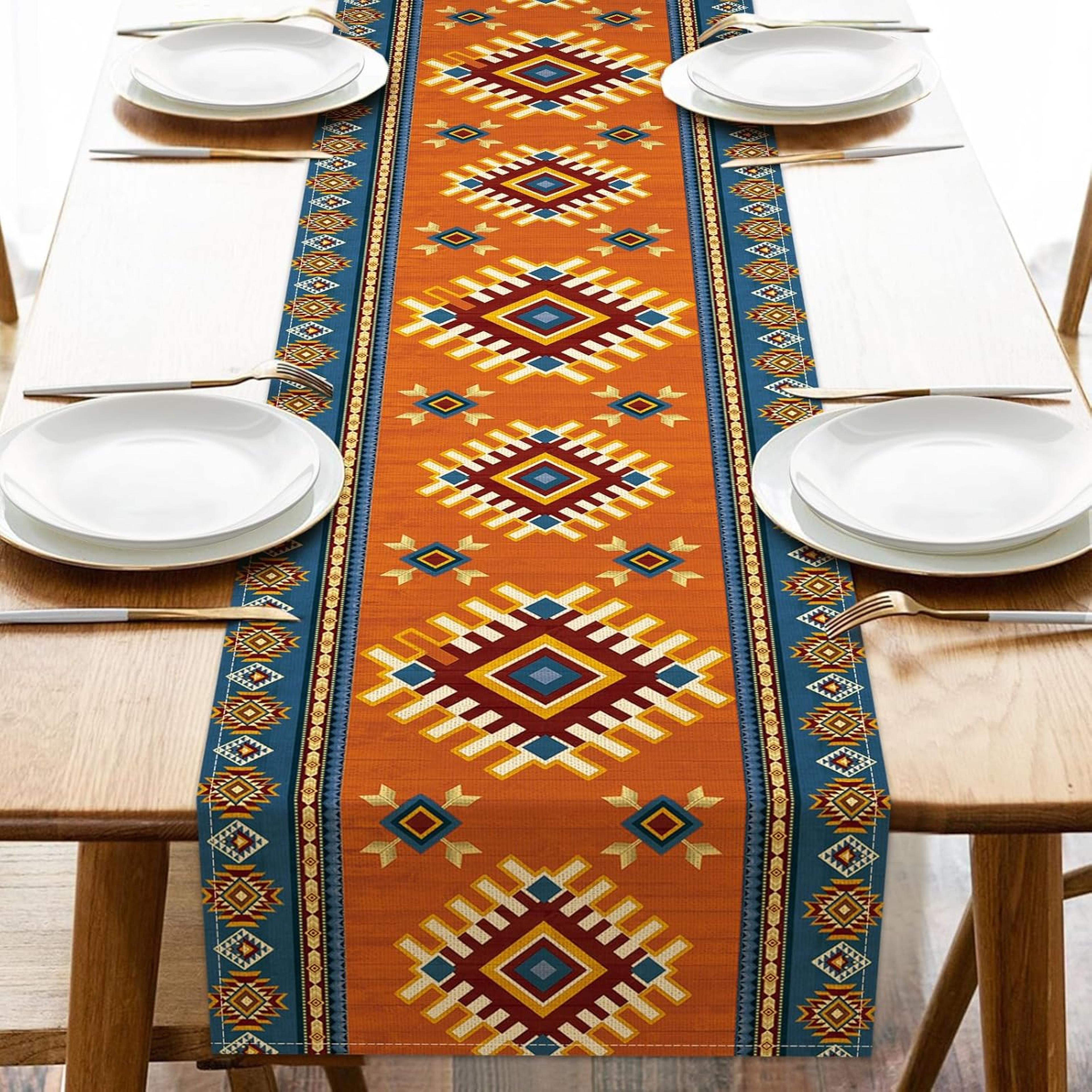 southwest linen table runner ethnic tribal holiday & dining decor