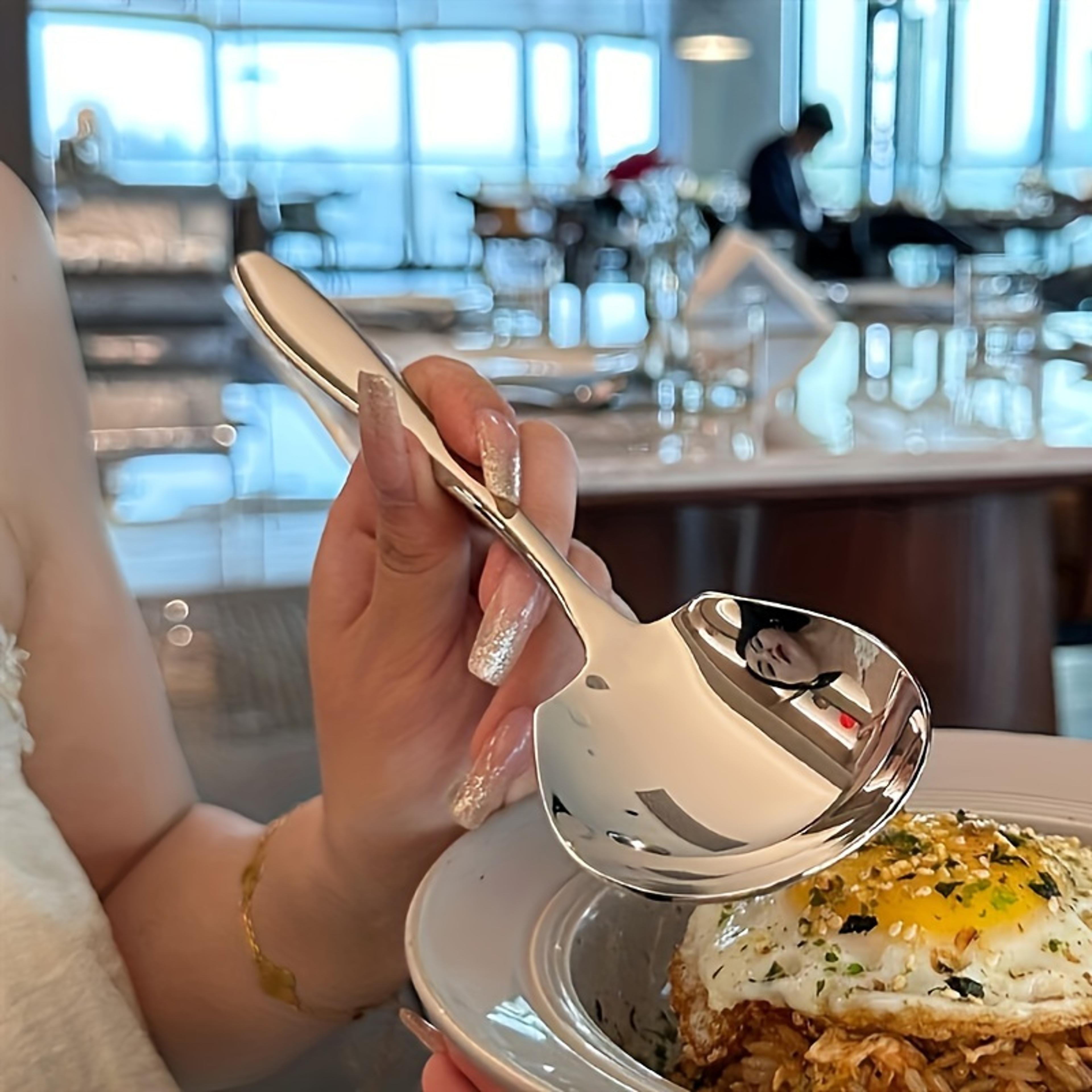 premium oversized stainless steel spoons with long handles for home & restaurant