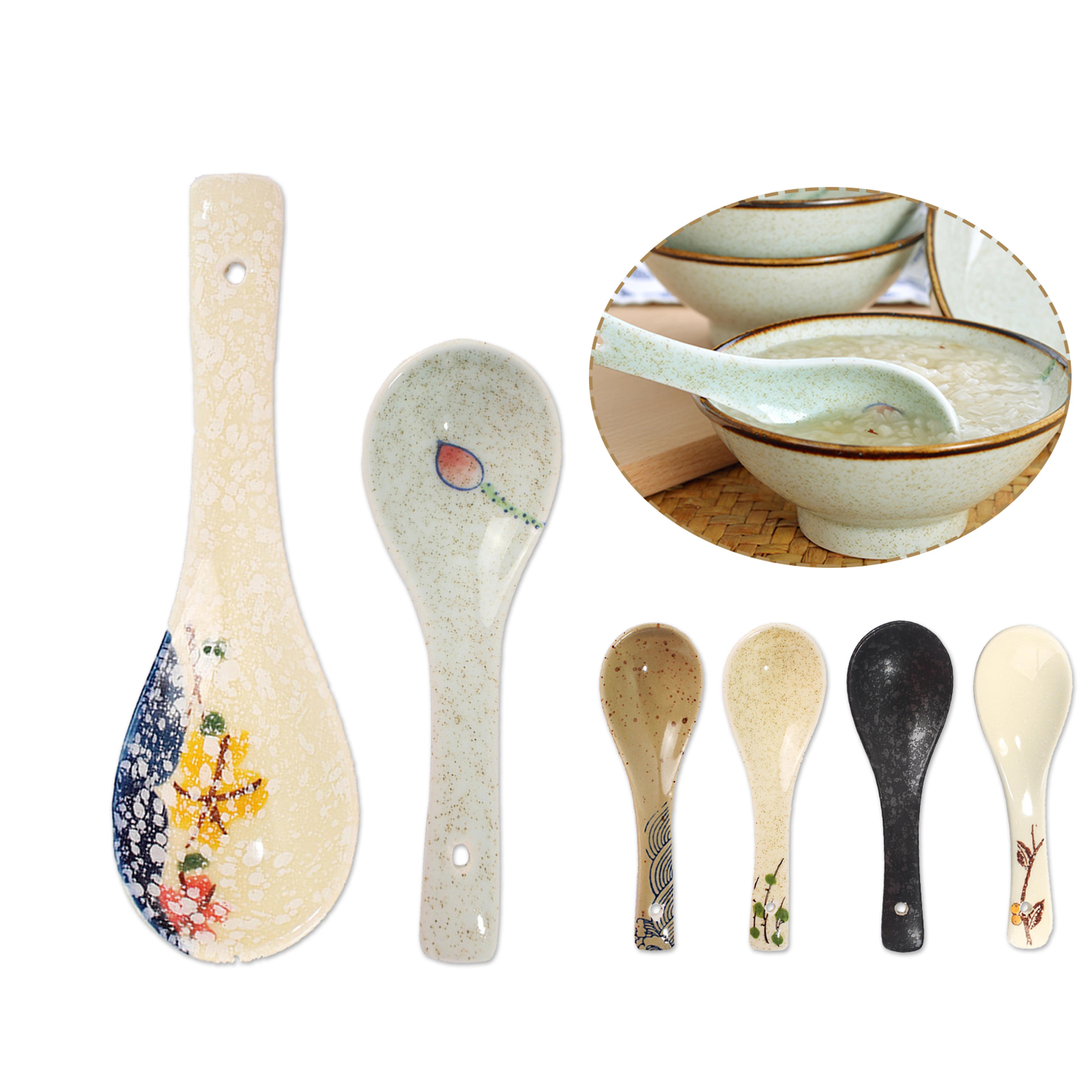 japanese hand painted ceramic soup spoon retro tableware for home & restaurant