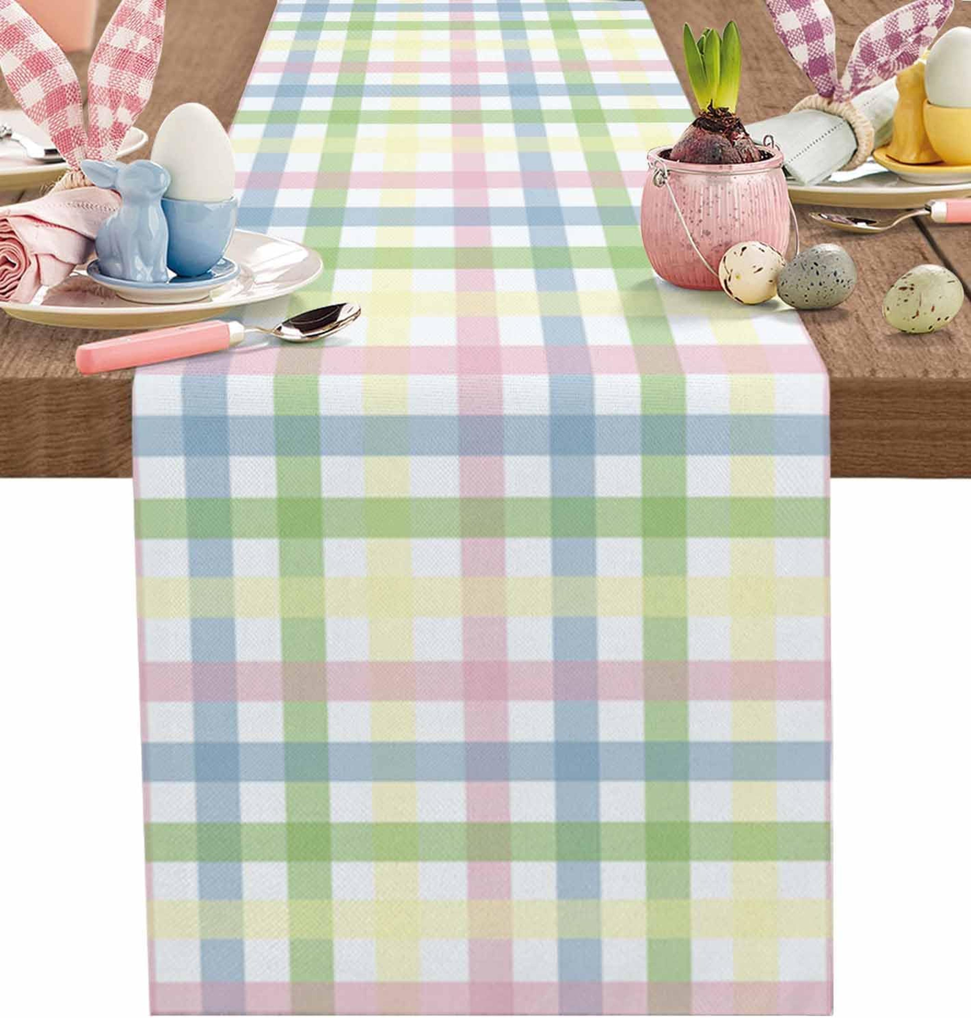 abstract art linen table runner farmhouse and holiday table decor