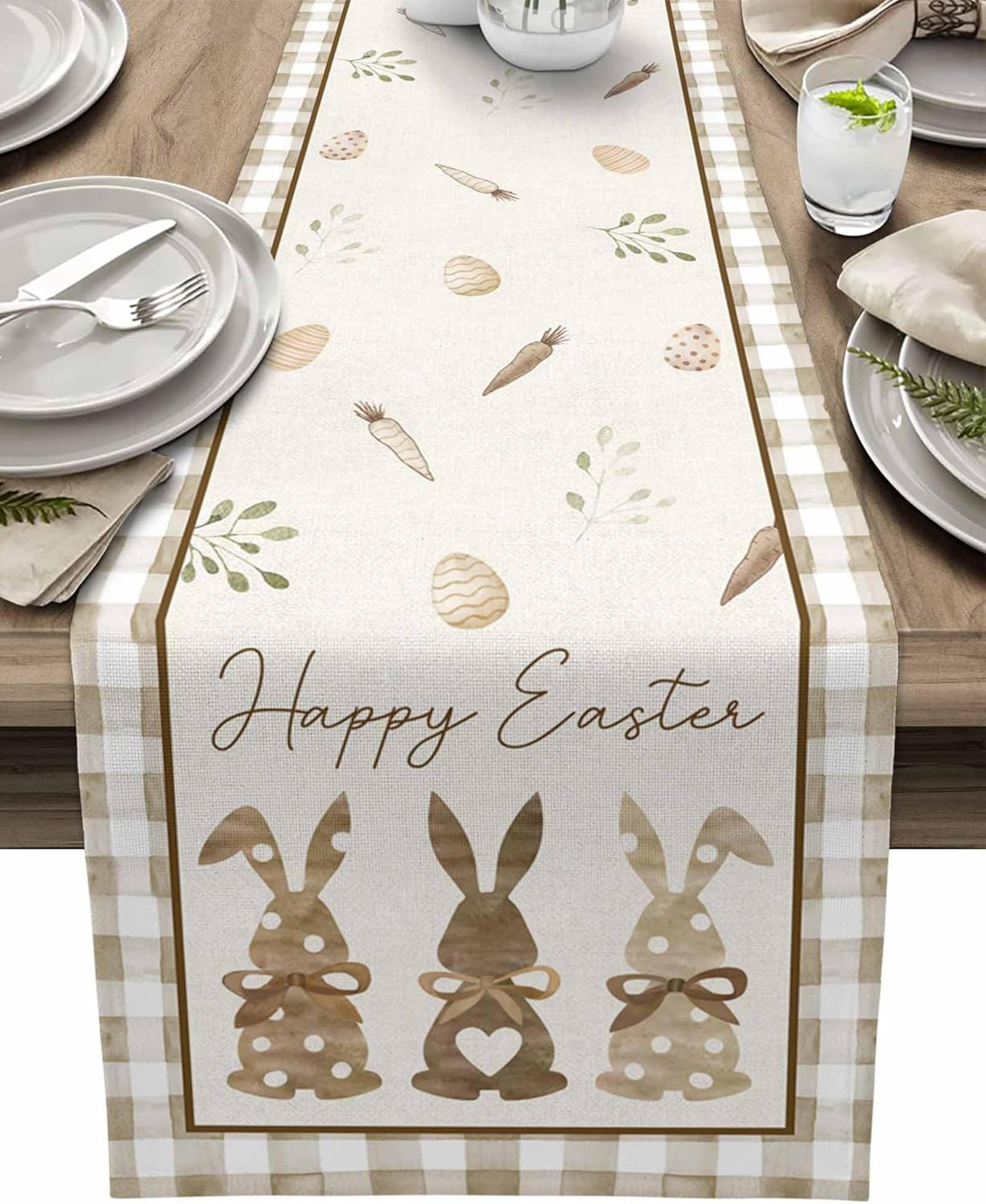 springtime linen easter bunny table runner festive holiday & dining decor