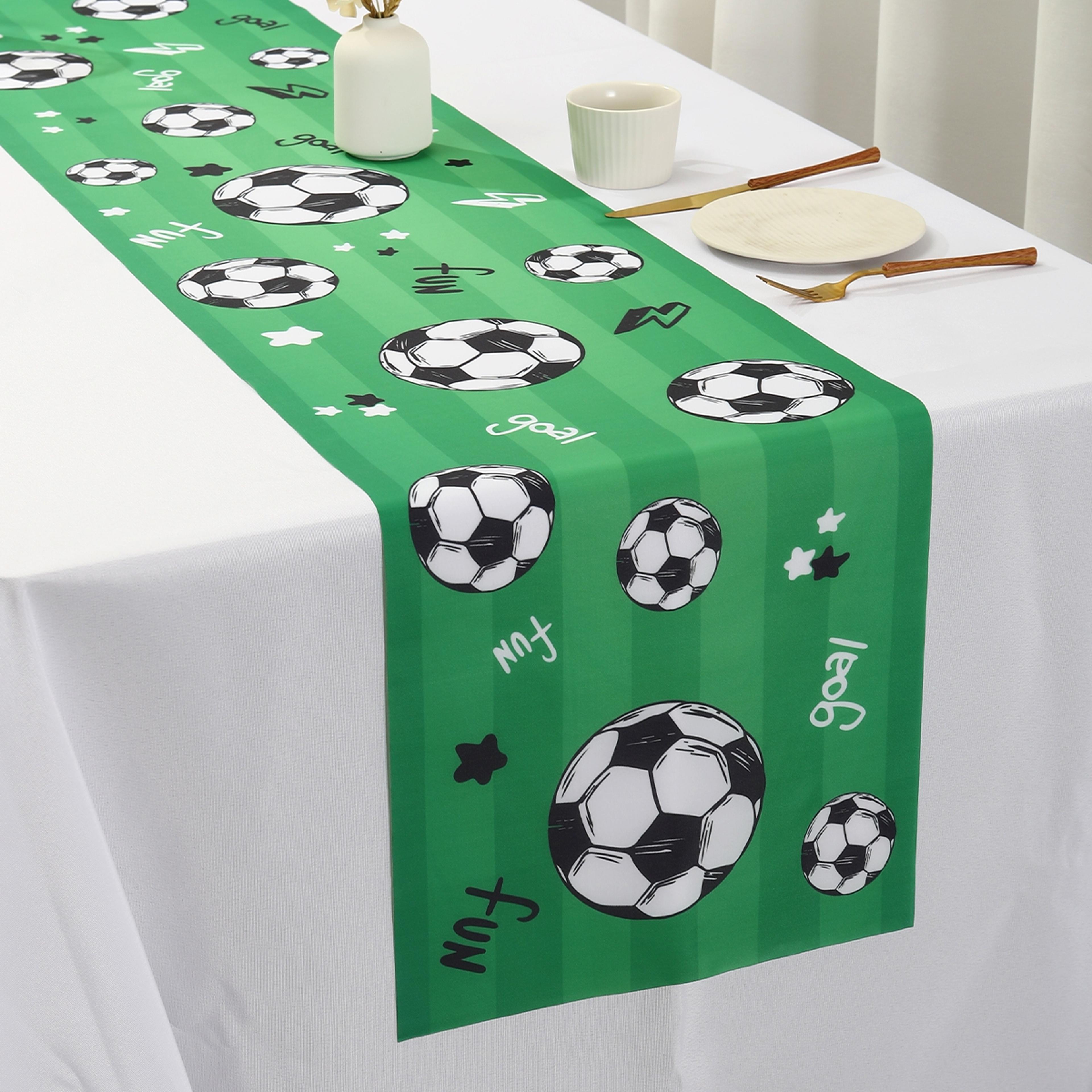 championship soccer table runner for football party decorations and sports theme table decor