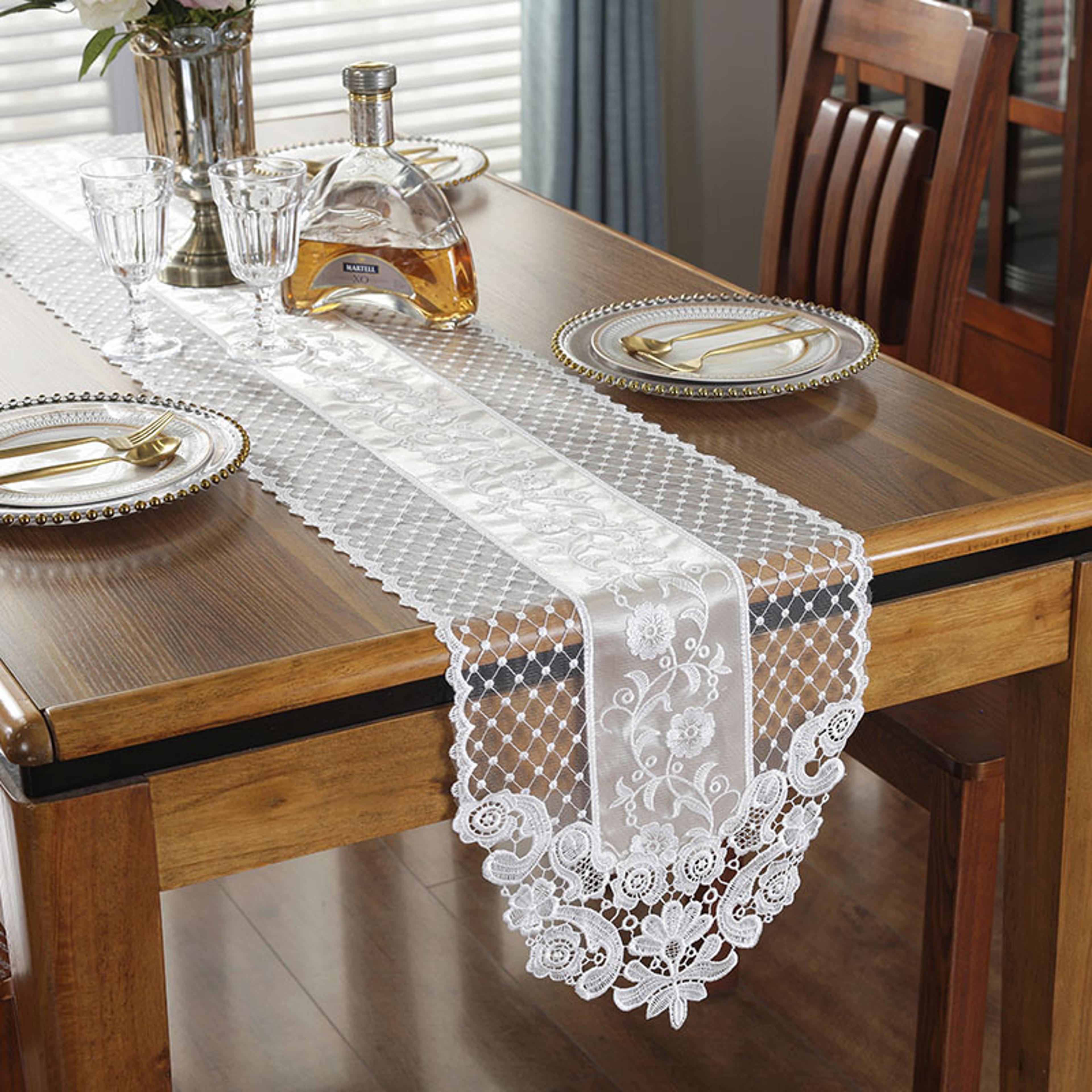 french lace table runner for coffee tables and wedding decor