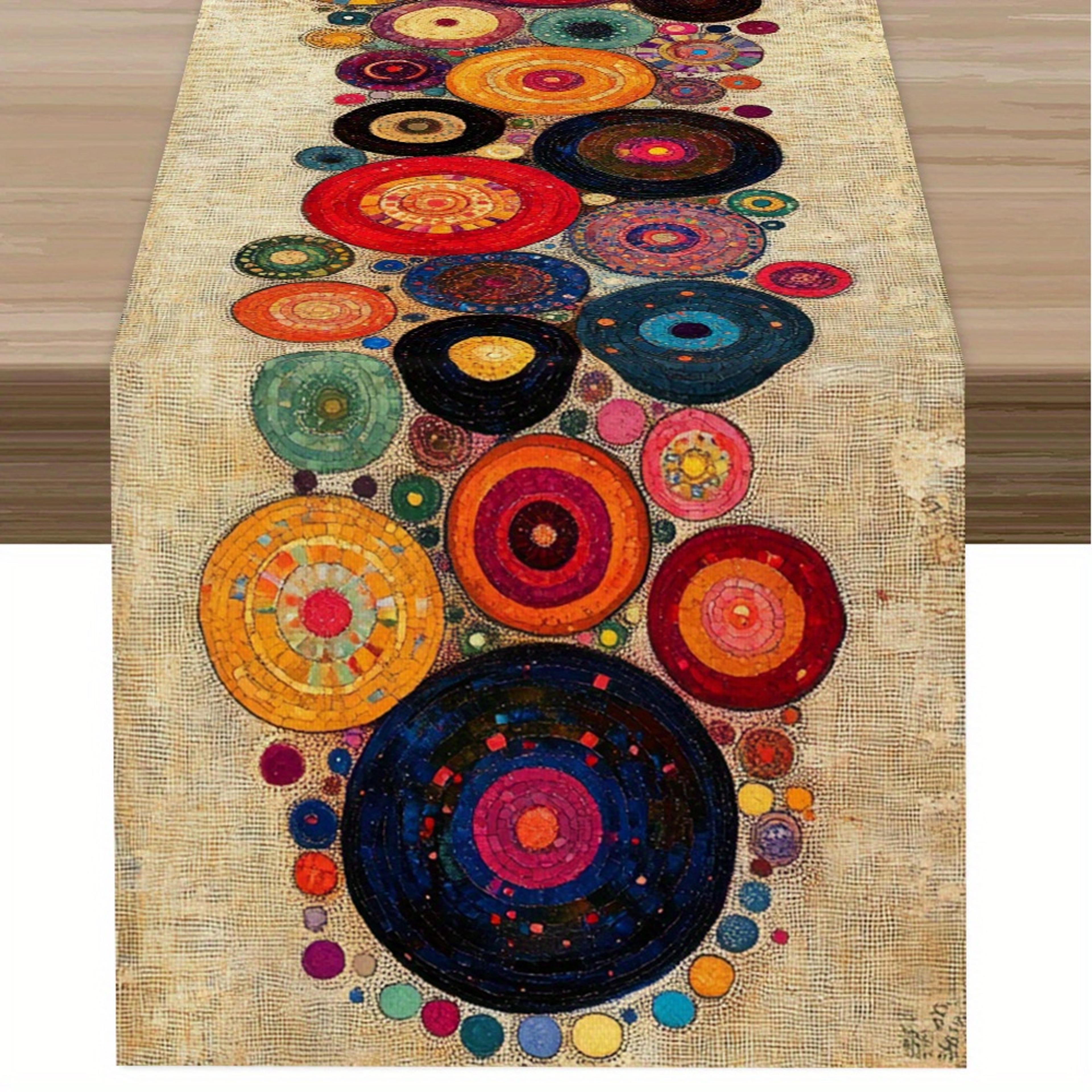 bohemian polka dot round table runner for home & party decor
