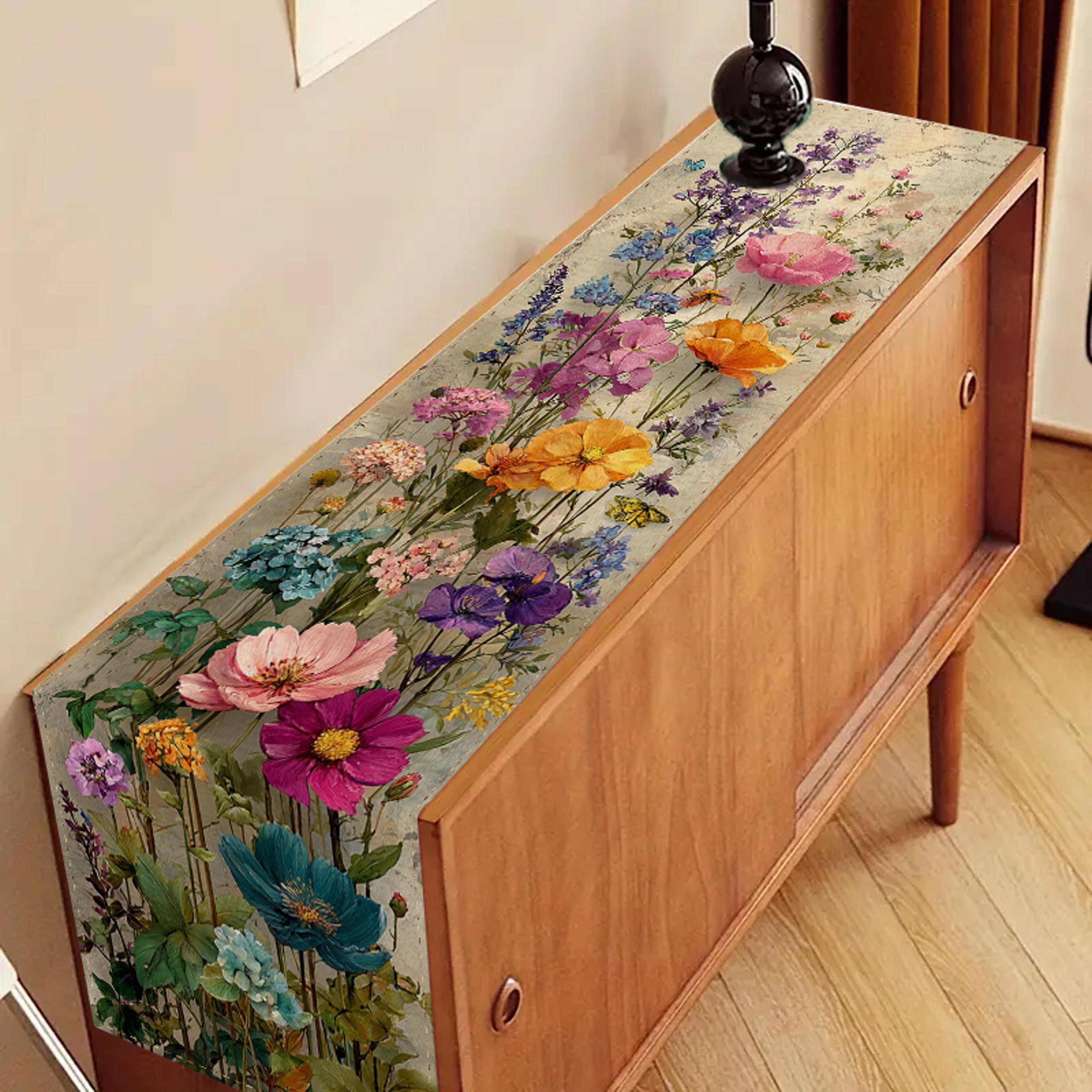 elegant floral table runner perfect for weddings, spring decor, & dining tables