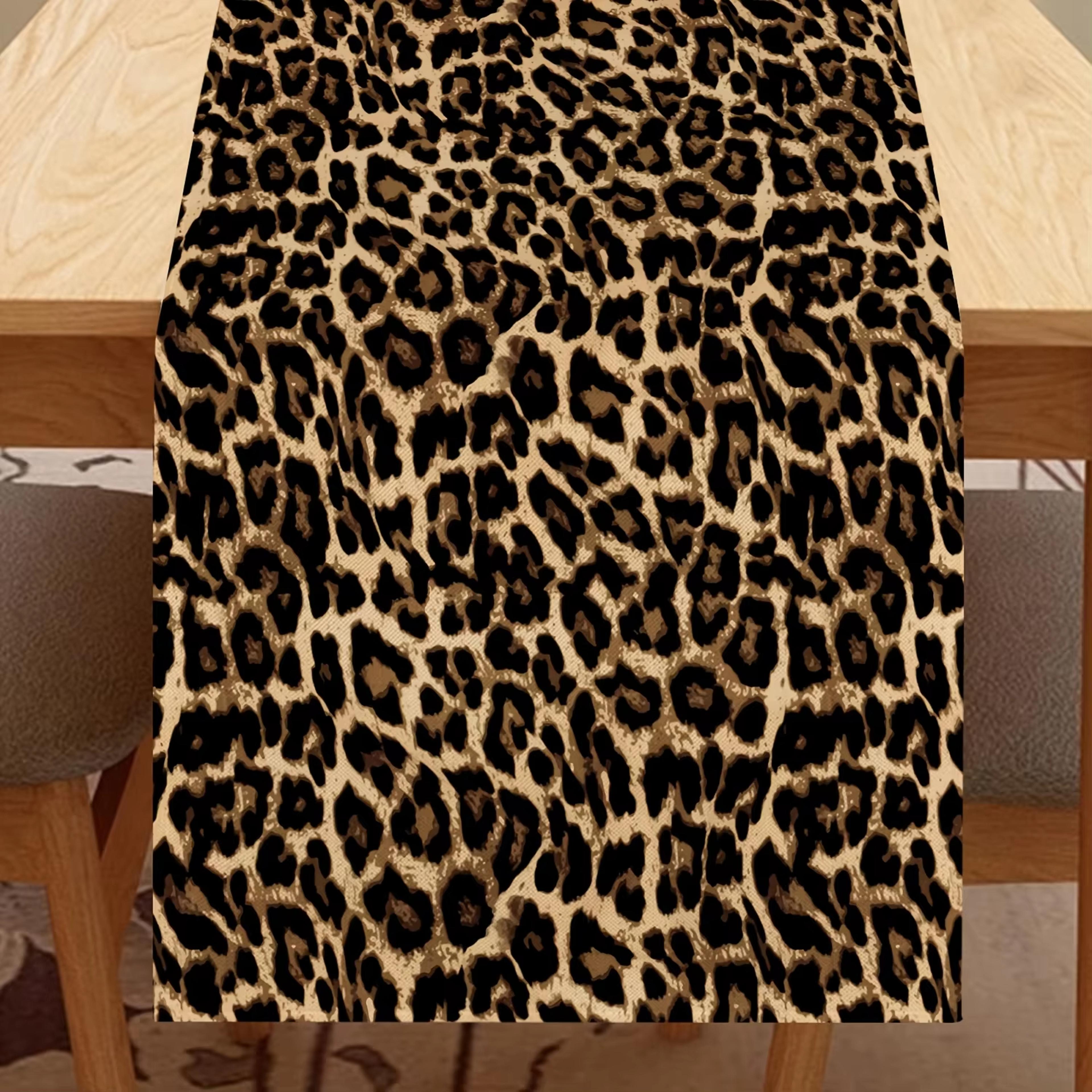 luxury leopard print table runner for farmhouse & family gatherings