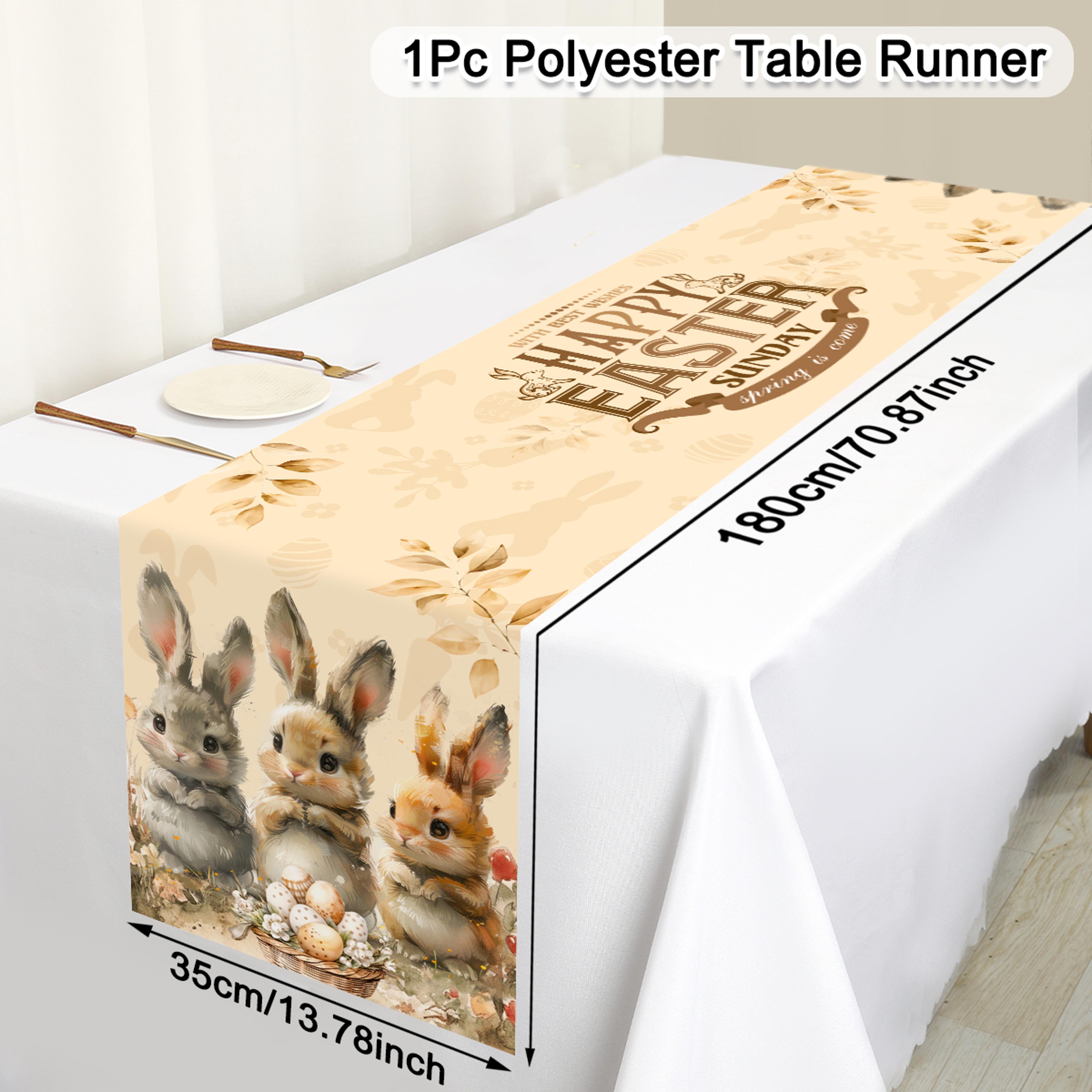 elegant easter bunny floral table runner for spring dining decor