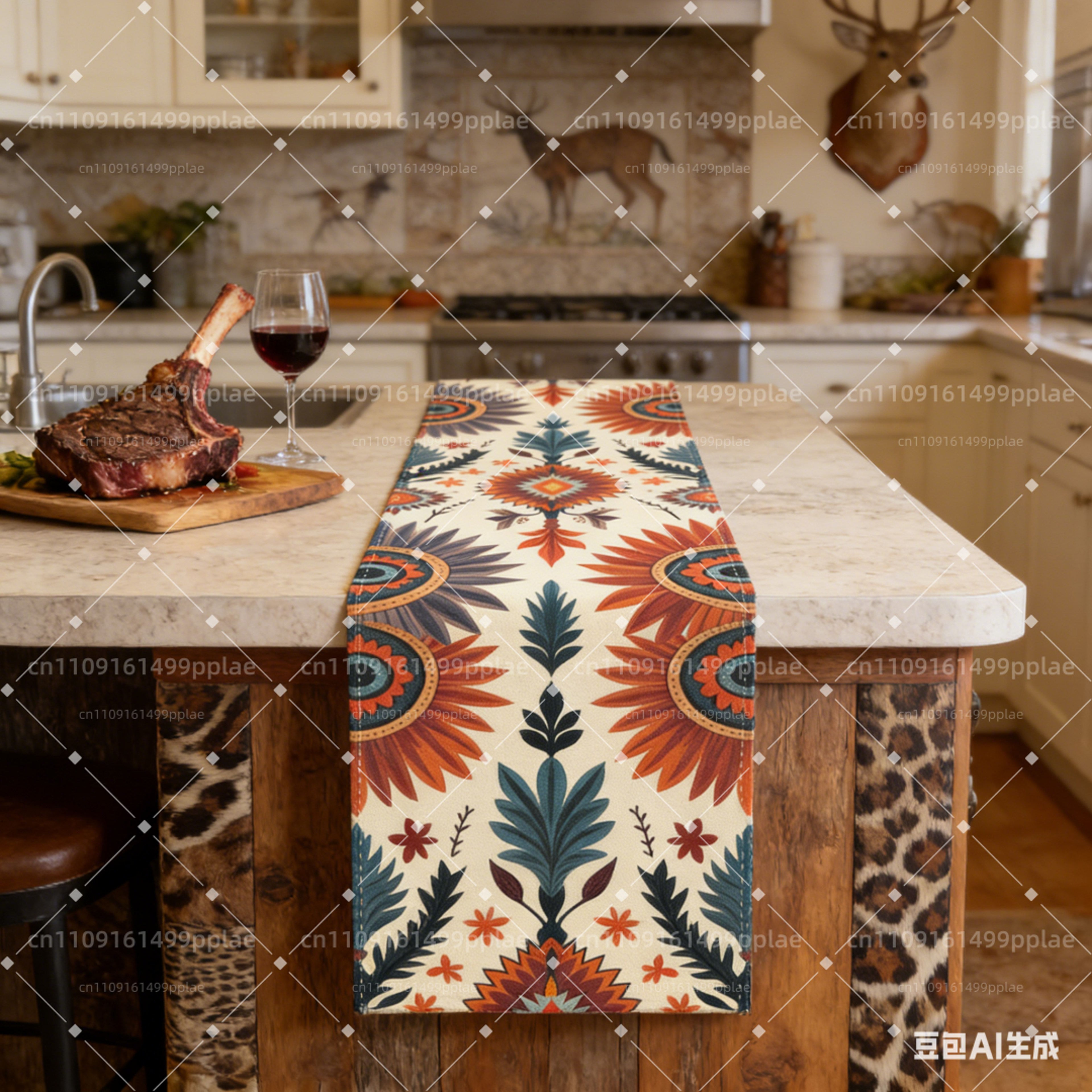 bohemian sunflower table runner ethnic farmhouse table decor