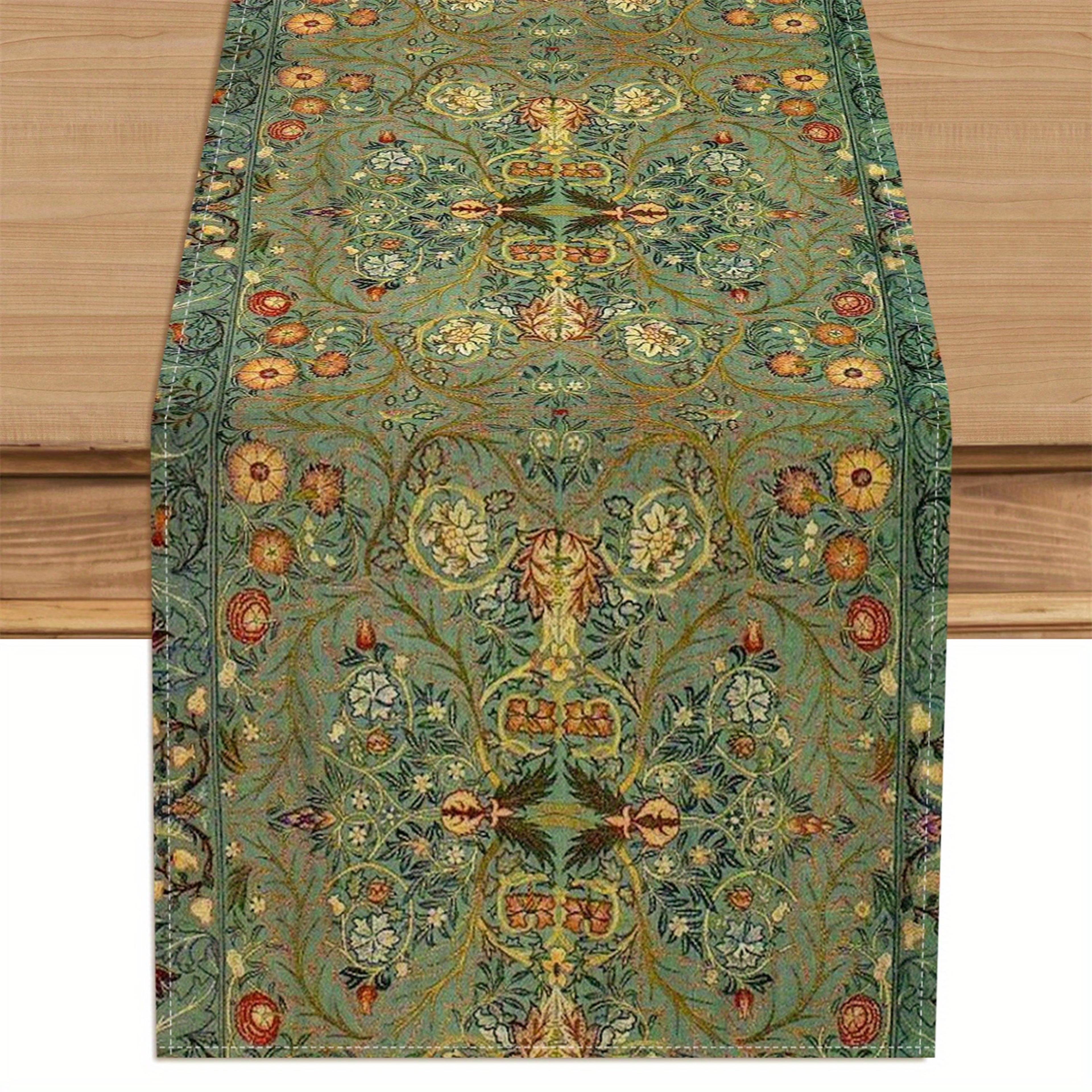 vintage floral tapestry table runner bohemian home & dining decor
