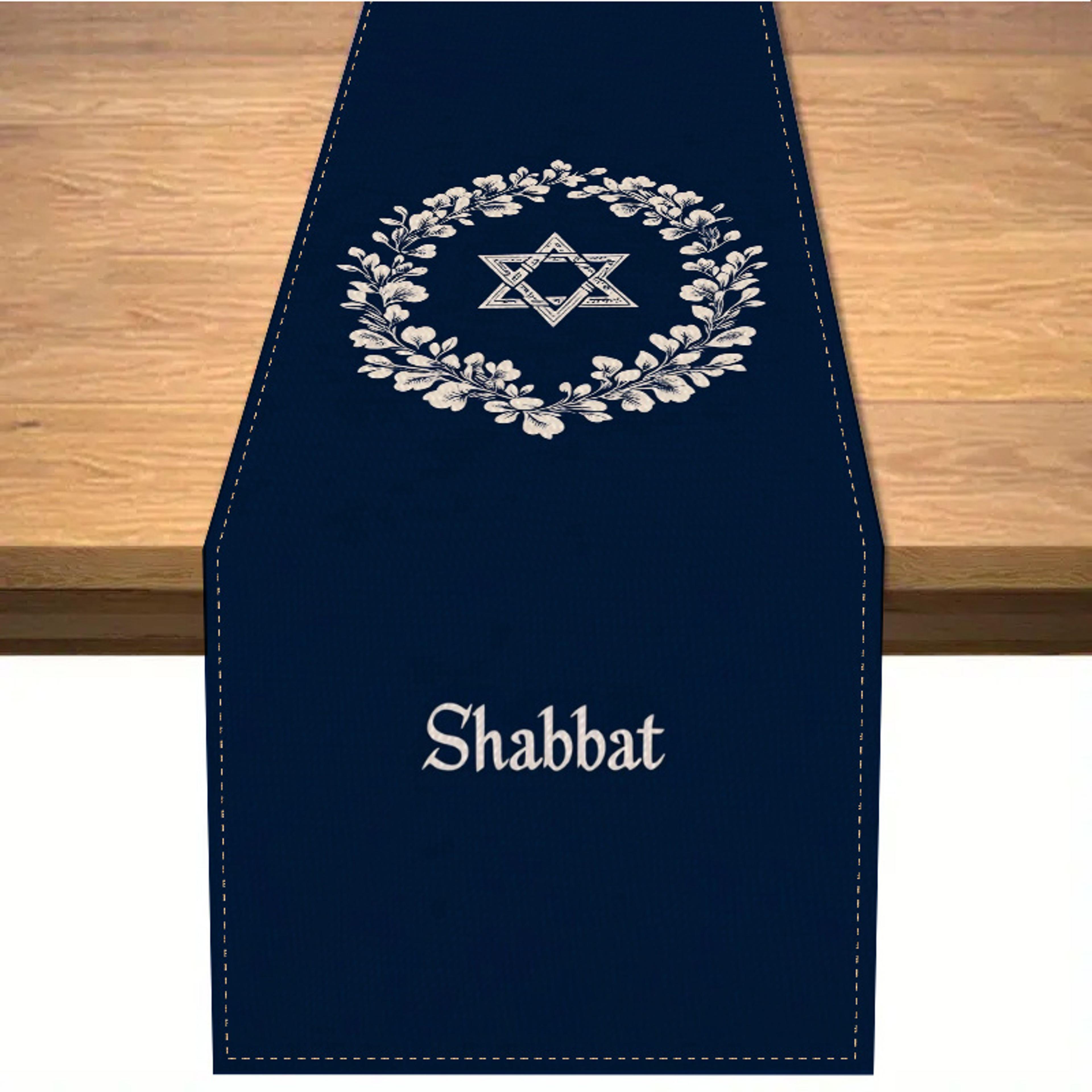 premium navy & white jewish tablecloth with star of david elegant shabbat & holiday dining linen