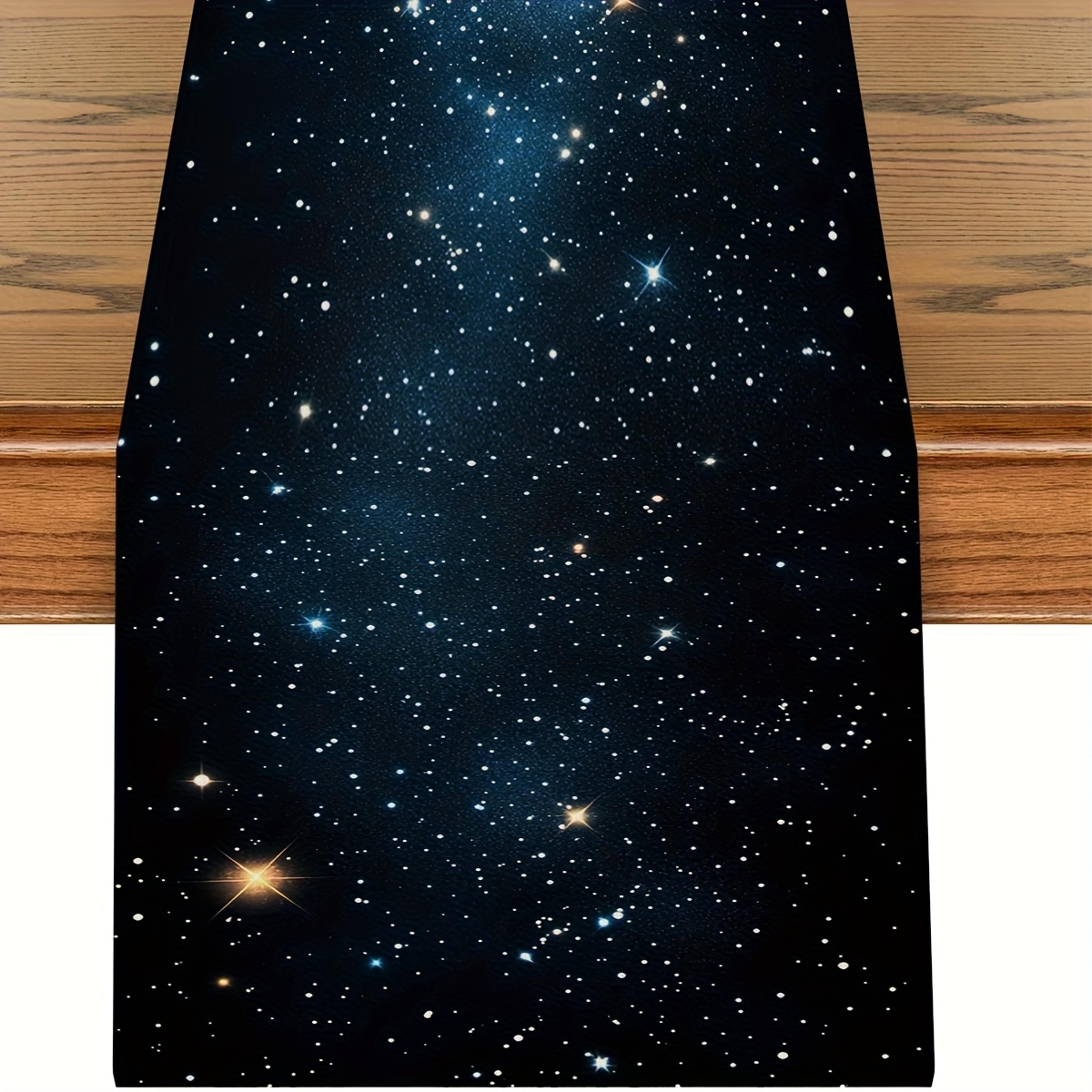 starry night galaxy table runner for celestial dining decor