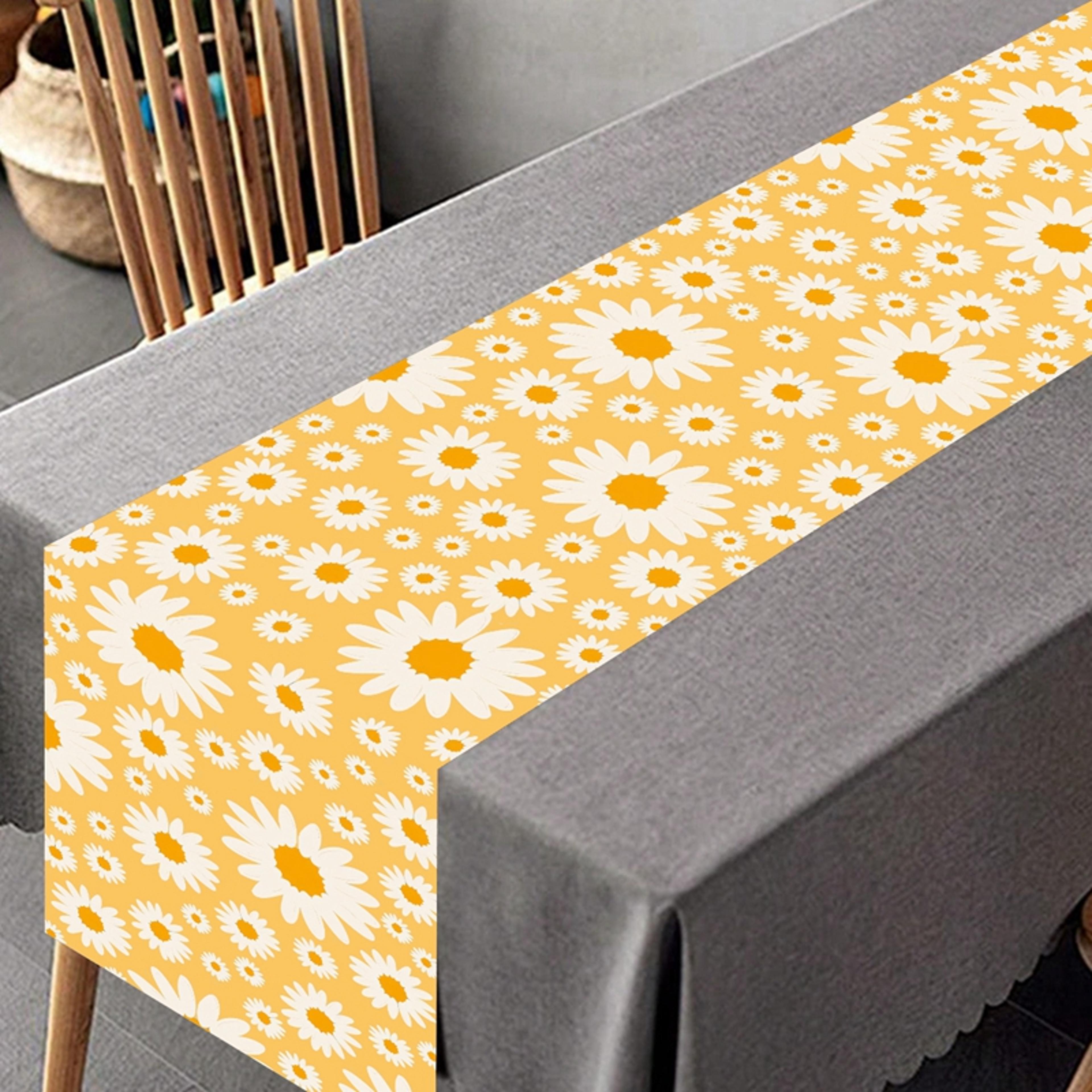 daisy table runner for first birthday and baby shower party decor