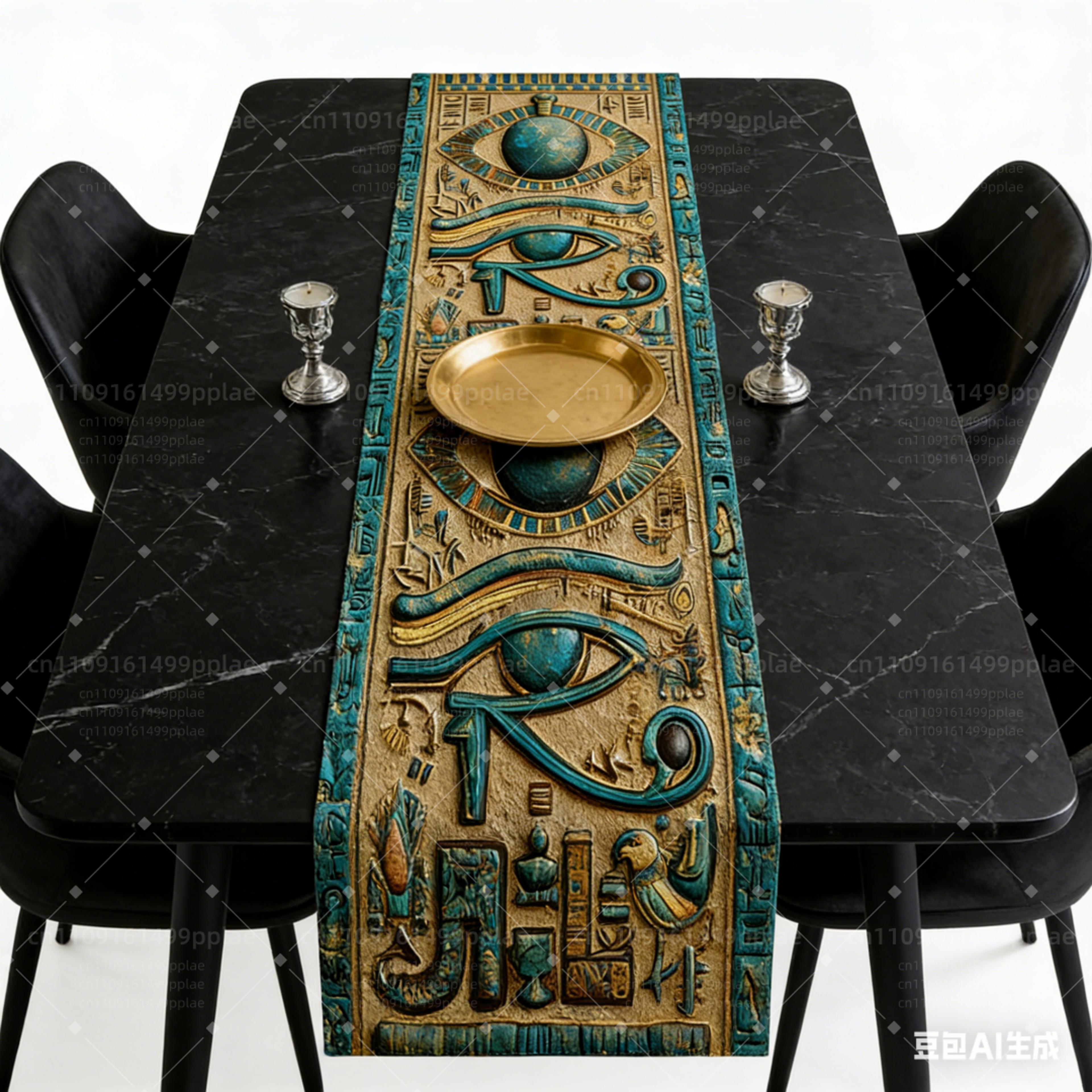 eye of horus egyptian table runner for altars and dining decor
